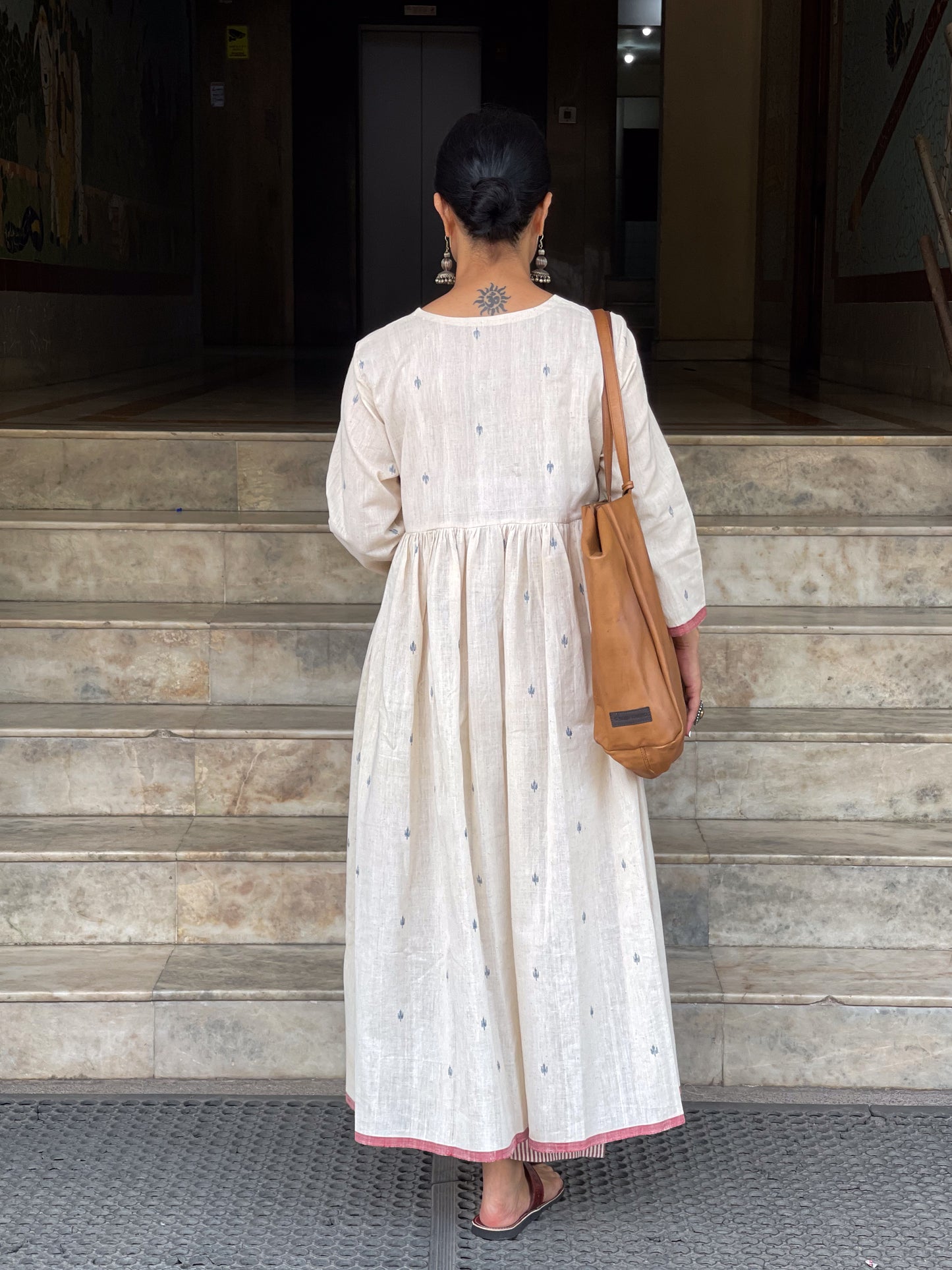 Natural Dyed Handwoven Jamdani cotton kalidar kurta