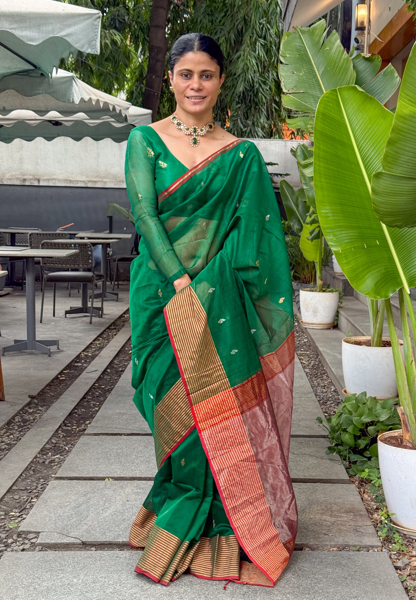 Handloom Maheshwari Cotton Silk Saree .
