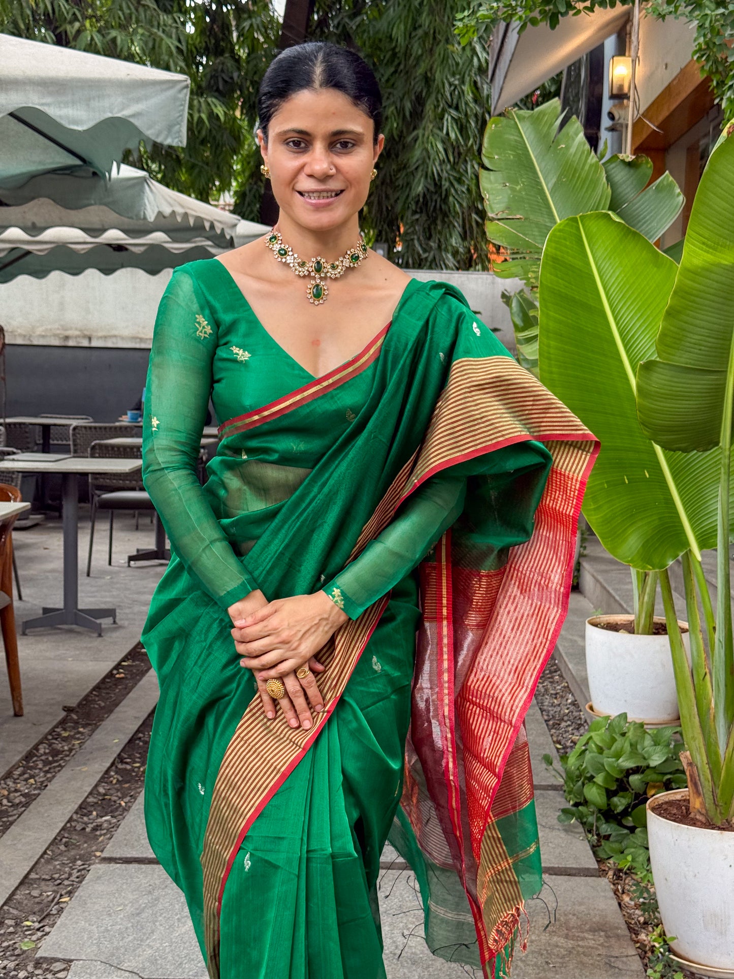 Handloom Maheshwari Cotton Silk Saree .