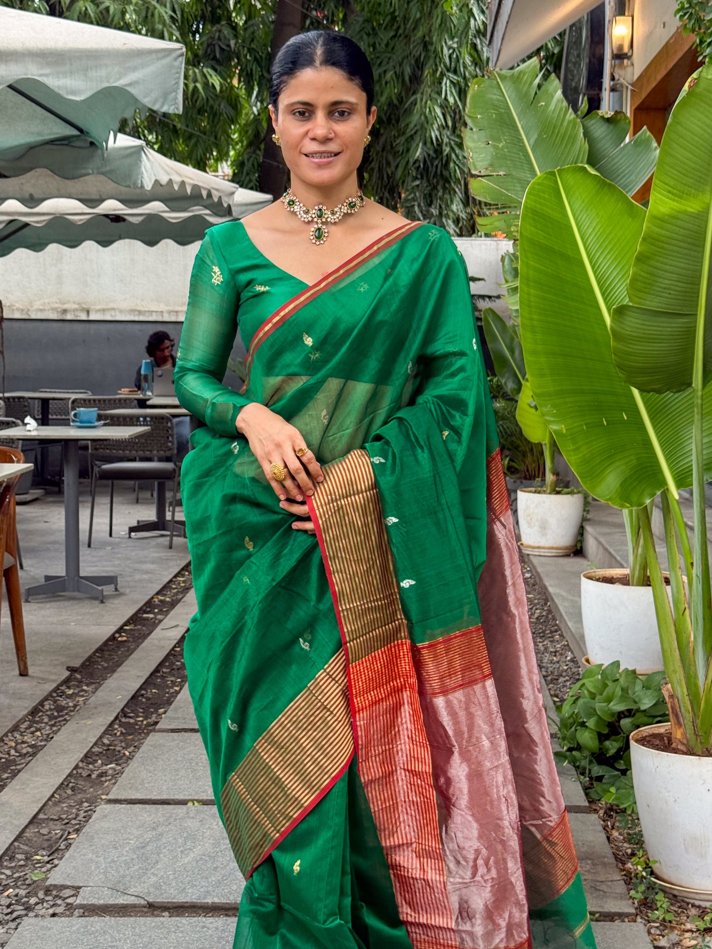 Handloom Maheshwari Cotton Silk Saree .