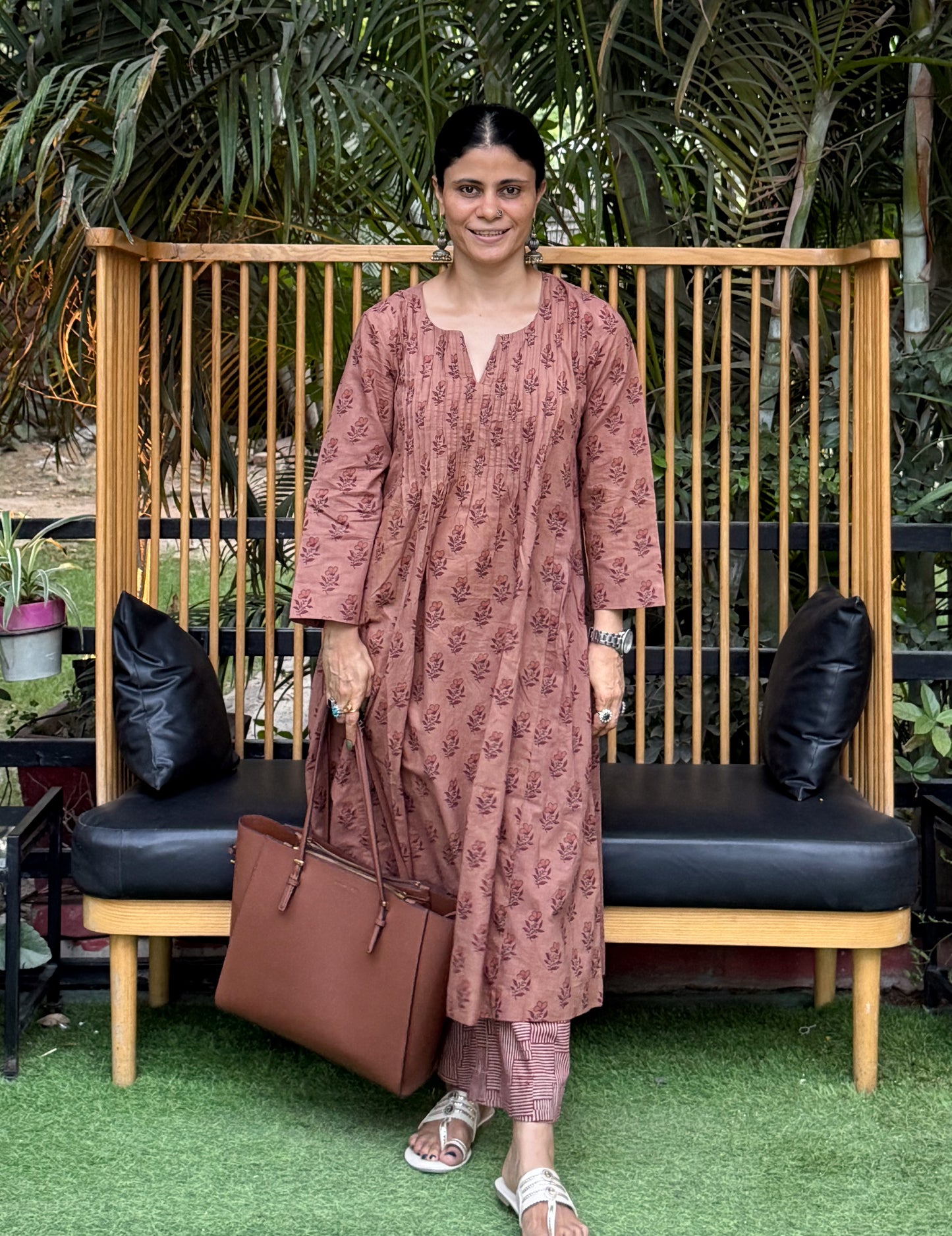 Handloom Cotton with Handblock Printed Kurta