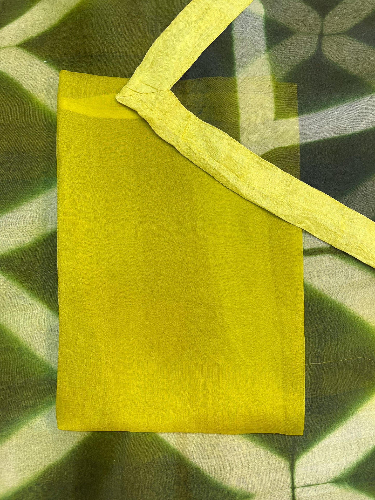 Handloom Organza Silk Saree in Handmade Itajime Shibori With Mulberry Silk Borders