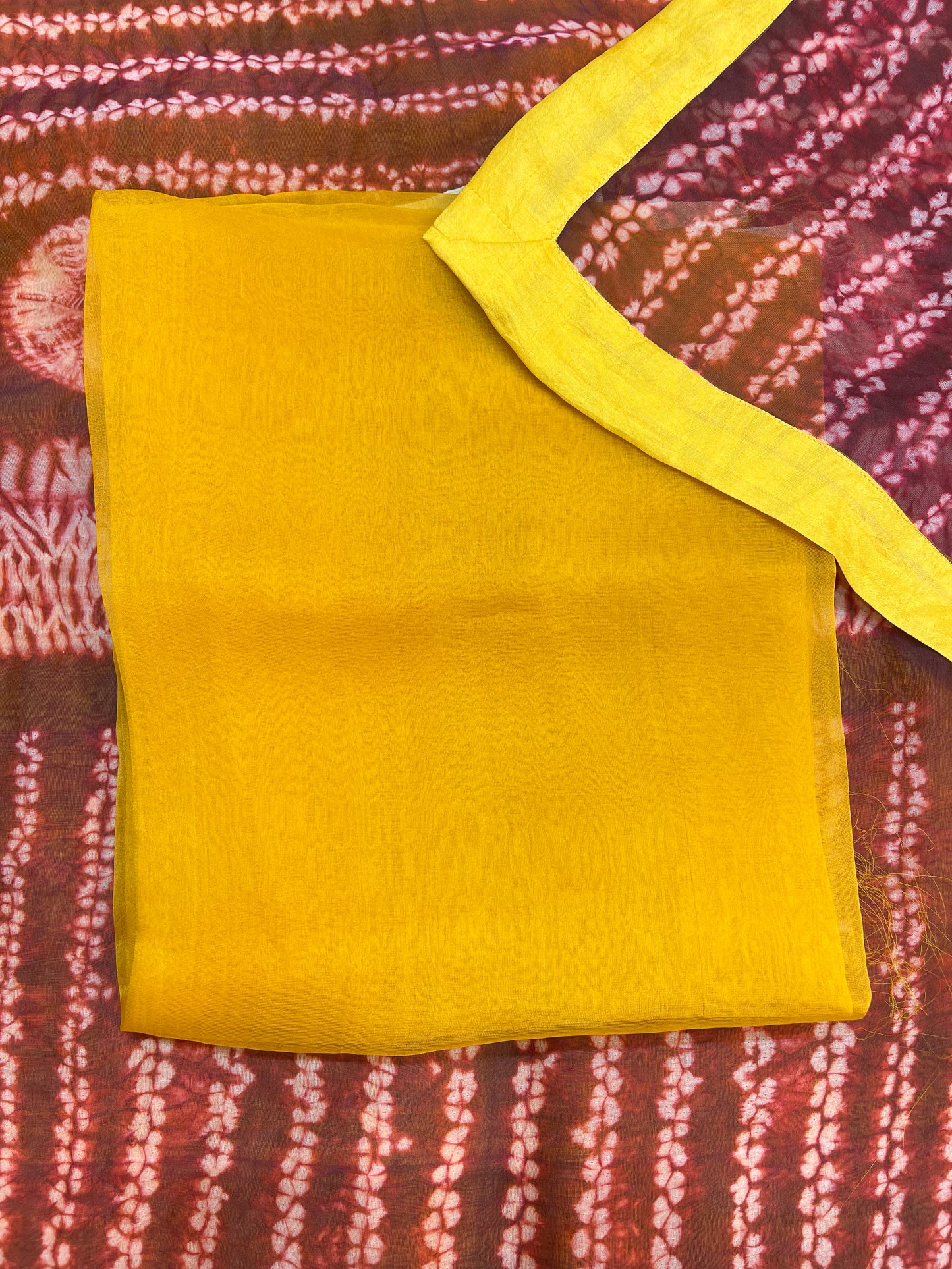 Handloom Organza Silk Saree in Handmade Ori Nui Shibori With Mulberry Silk Borders.