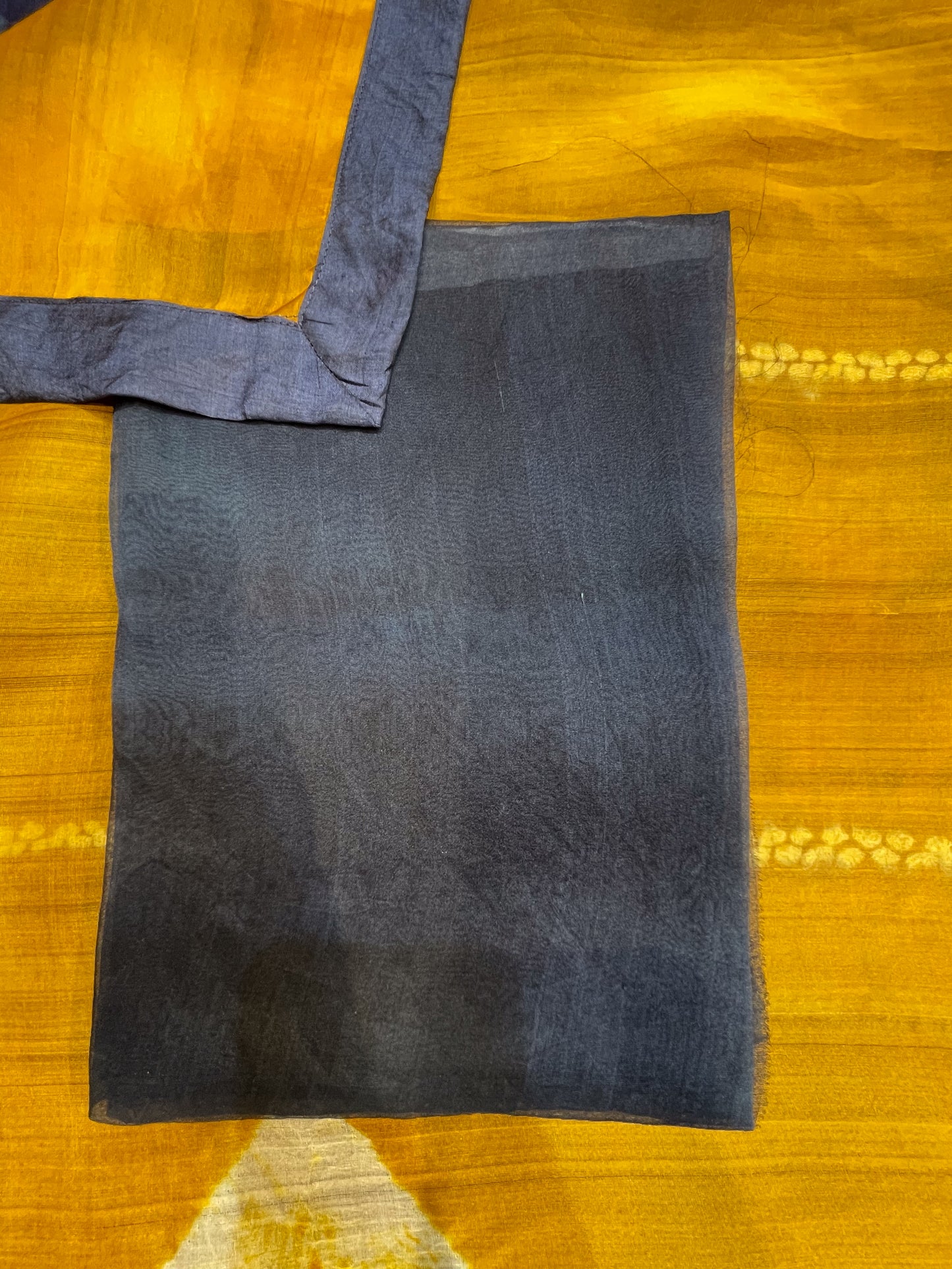Handloom Organza Silk Saree in Handmade Arashi Nui Shibori With Mulberry Silk Borders.