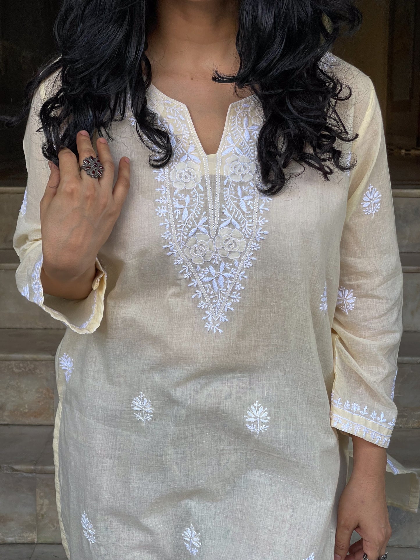 Handembroidered Chikankari Mull Cotton Kurta