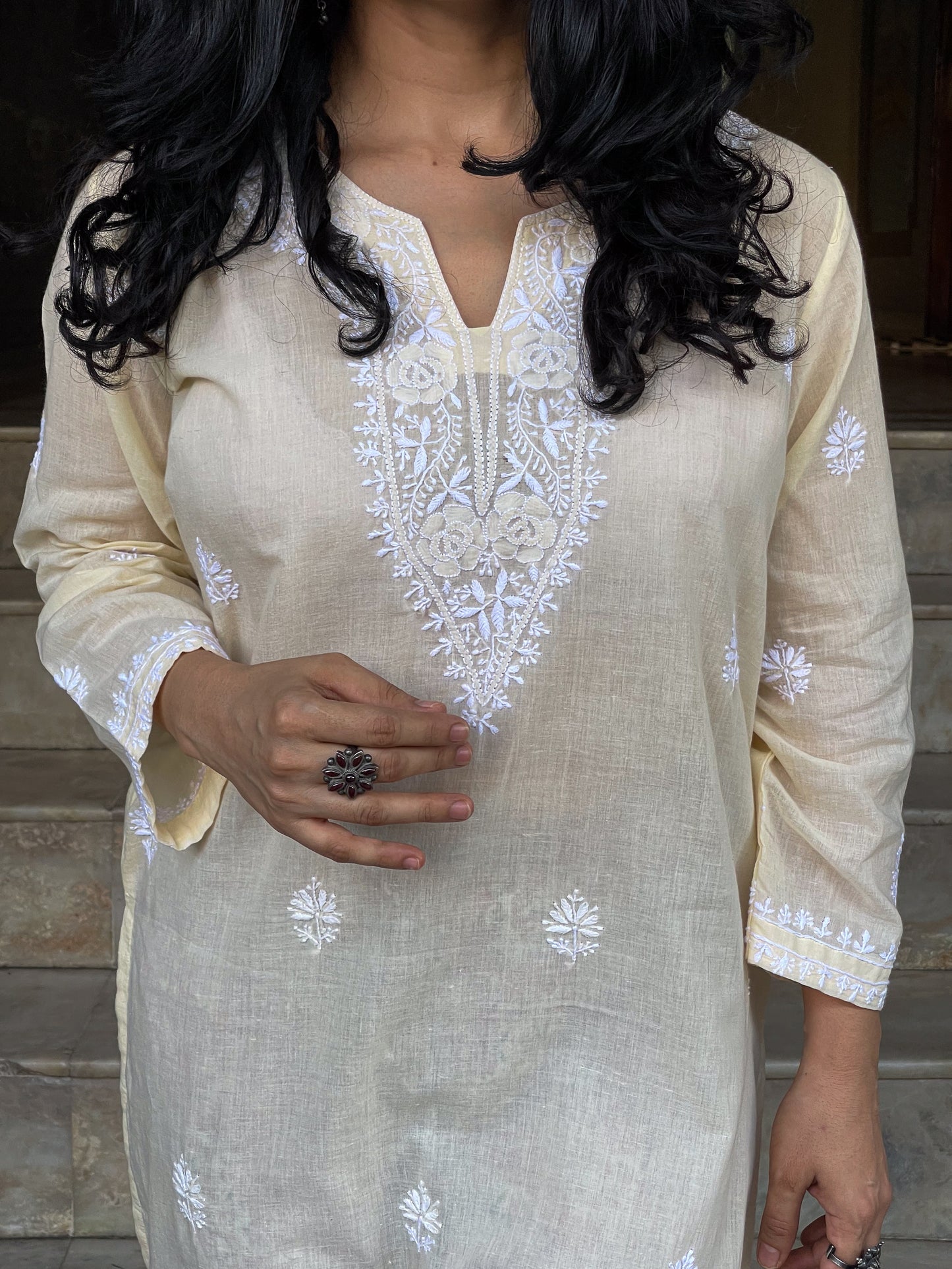 Handembroidered Chikankari Mull Cotton Kurta