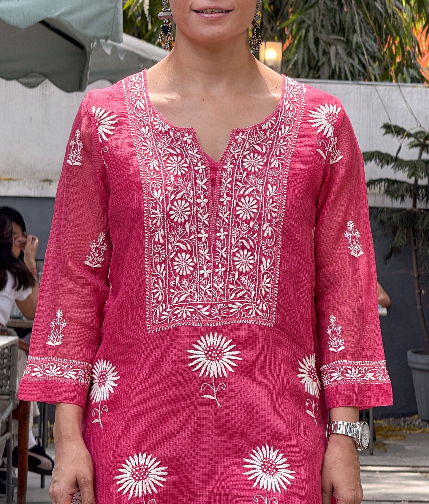 Handloom And Handembroidered Chikankari Kota Doria Kurta
