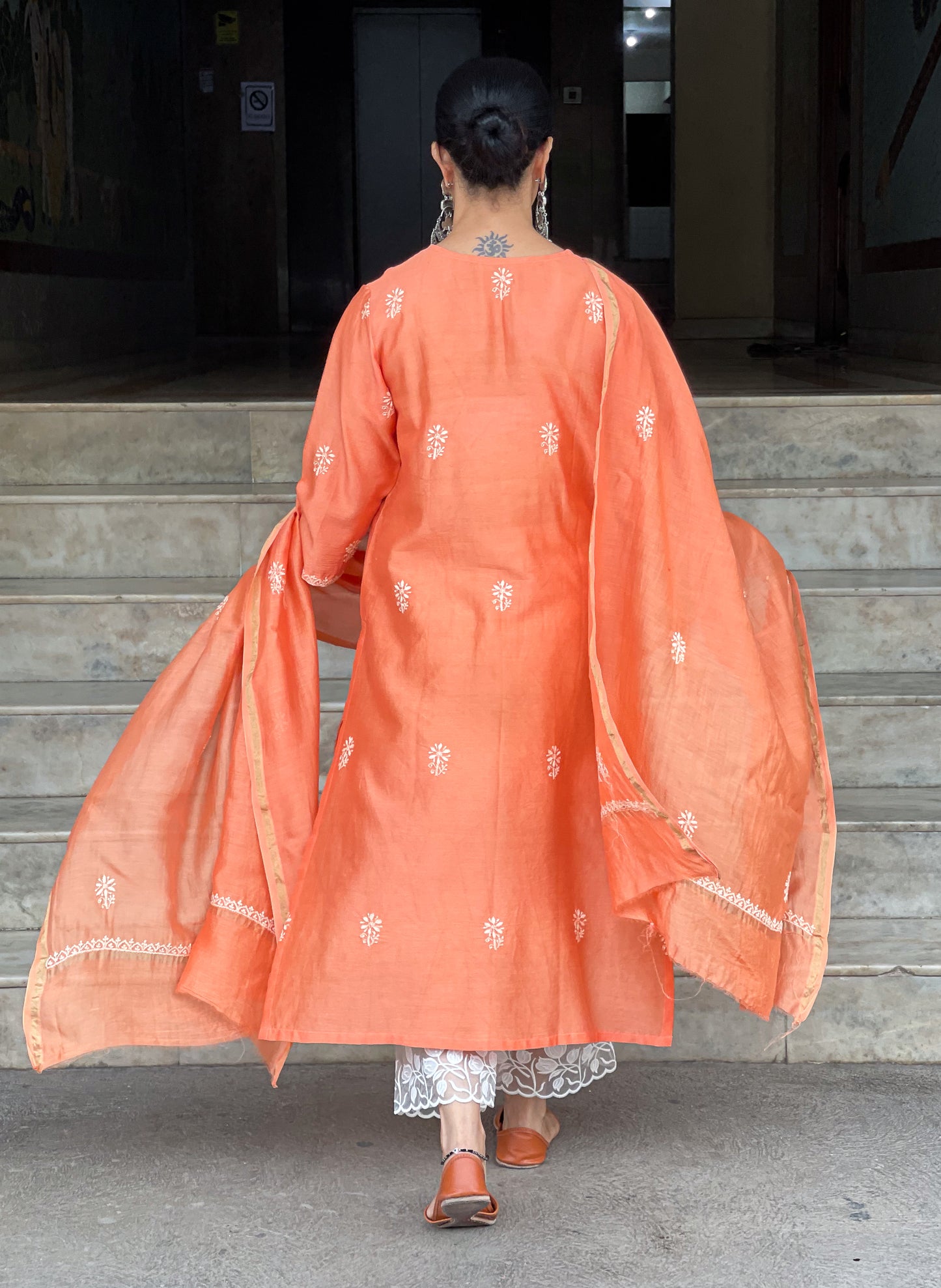 Chanderi Silk Handembroidered Chikankari Dupatta