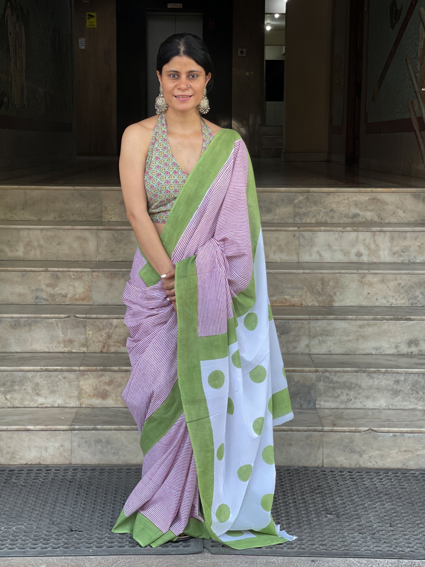 Handloom Cotton Sarees in handblock printed.
