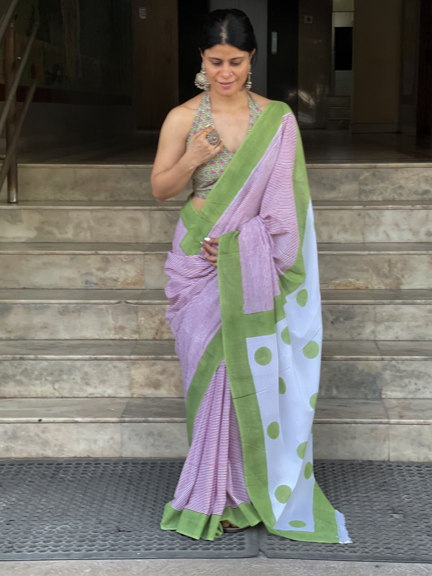 Handloom Cotton Sarees in handblock printed.
