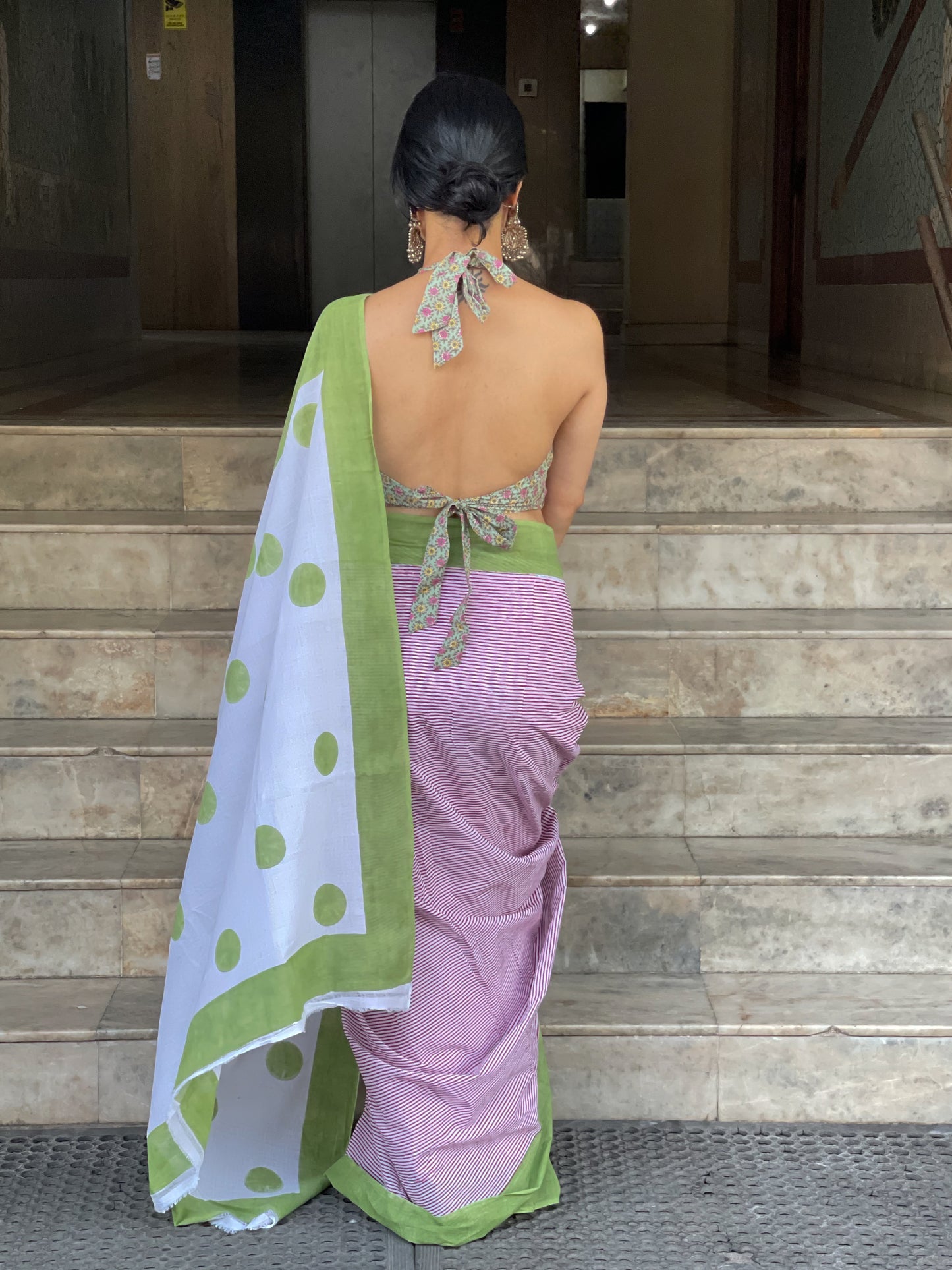Handloom Cotton Sarees in handblock printed.