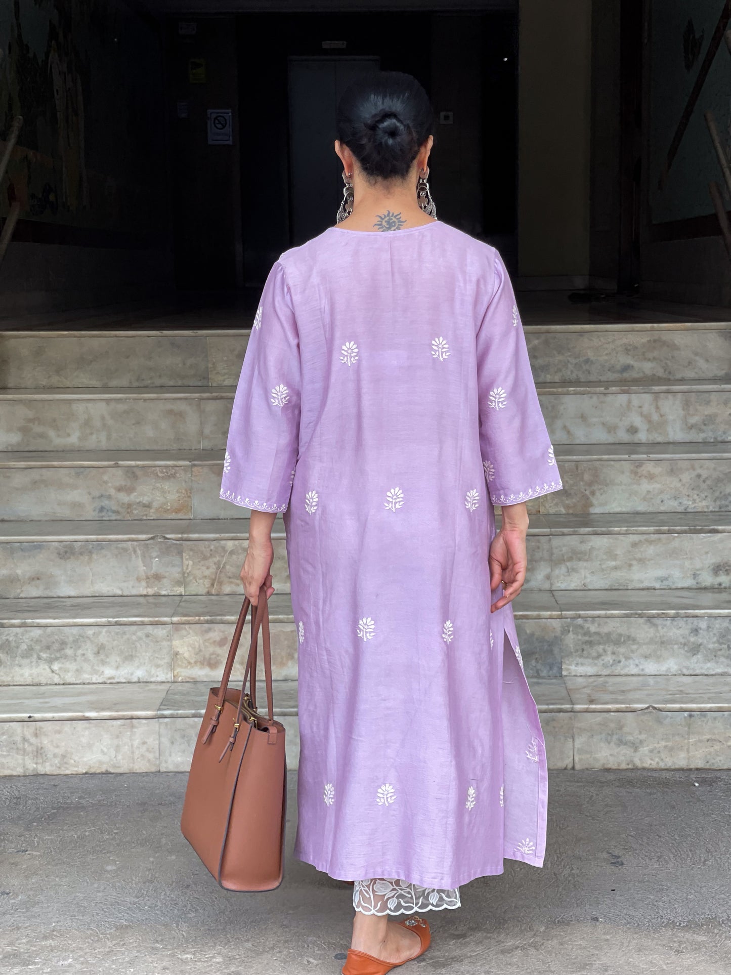 Handembroidered Chikankari Chanderi silk Kurta