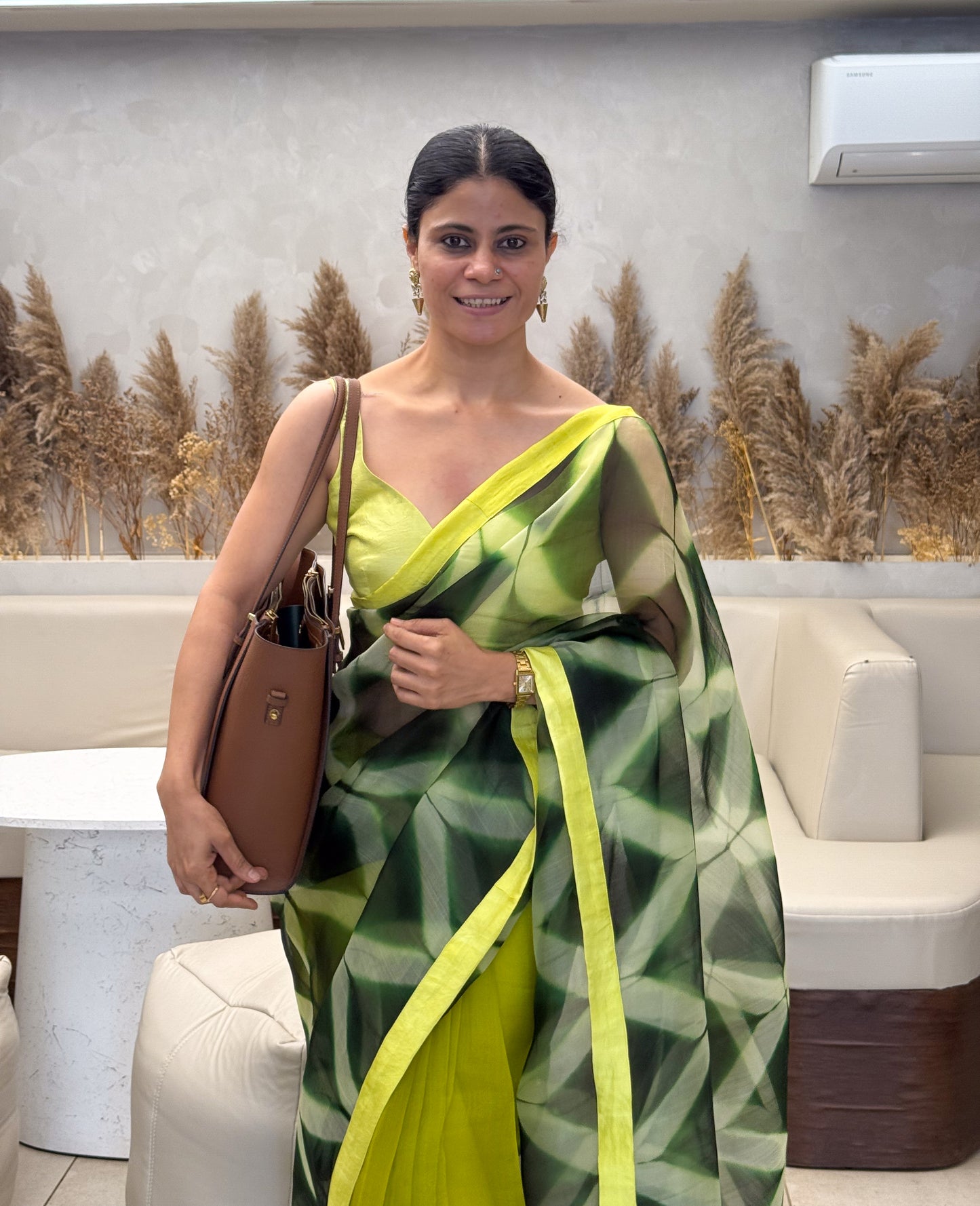 Handloom Organza Silk Saree in Handmade Itajime Shibori With Mulberry Silk Borders