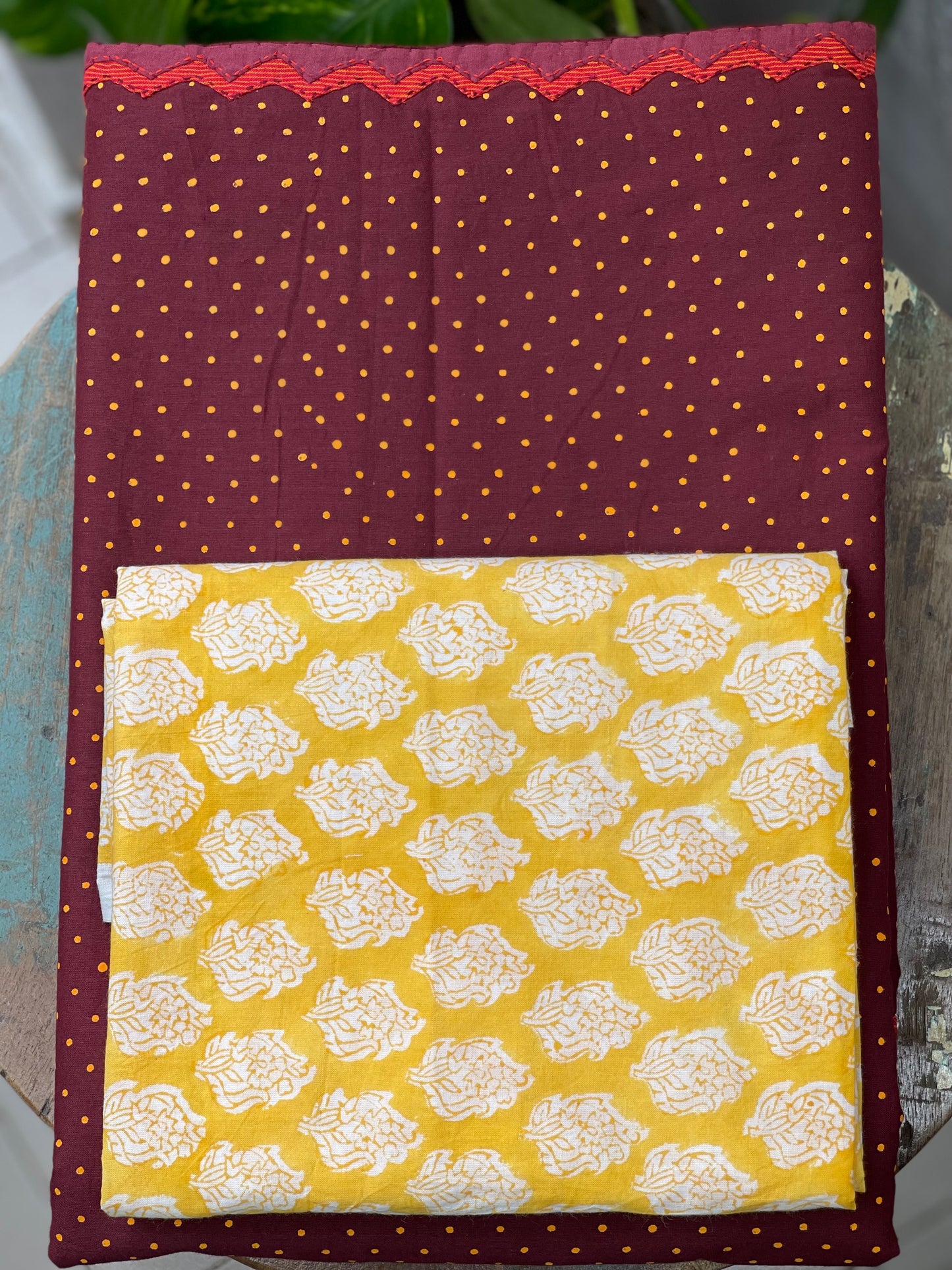 Handloom Cotton Sarees in handblock printed with hand embroidered appliue/cut work