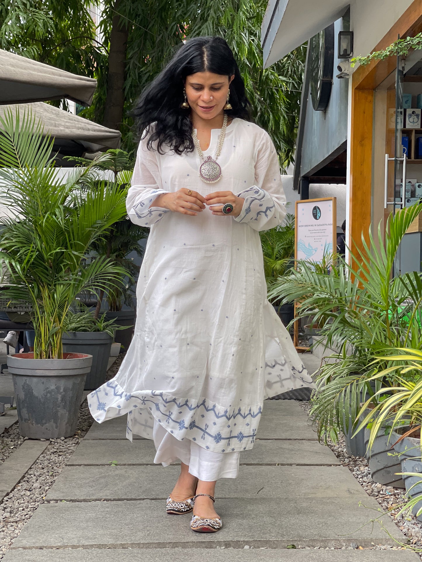 Handwoven Jamdani Muslin Kalidar Kurta