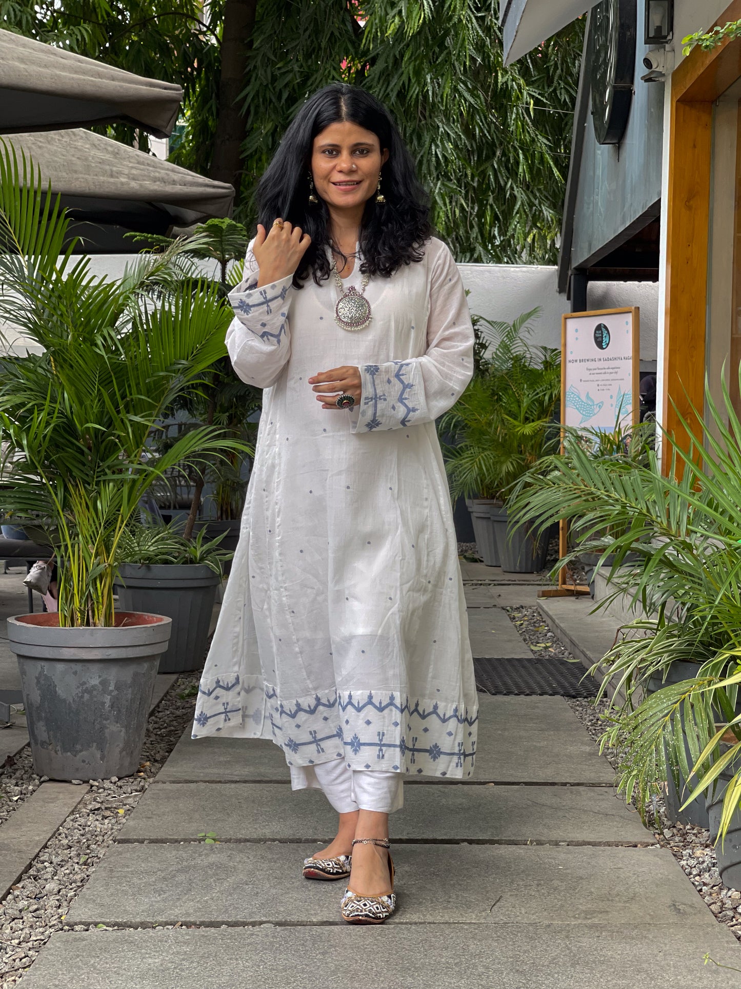 Handwoven Jamdani Muslin Kalidar Kurta