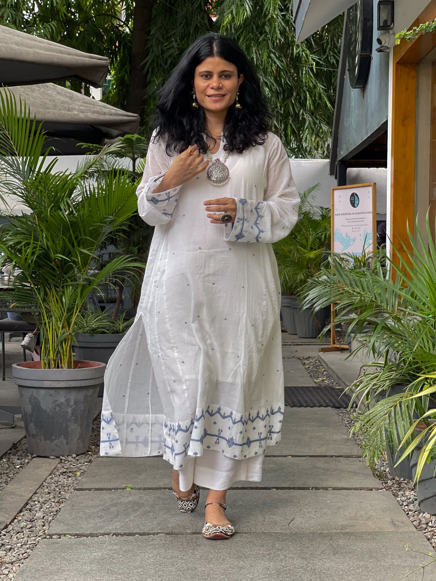 Handwoven Jamdani Muslin Kalidar Kurta