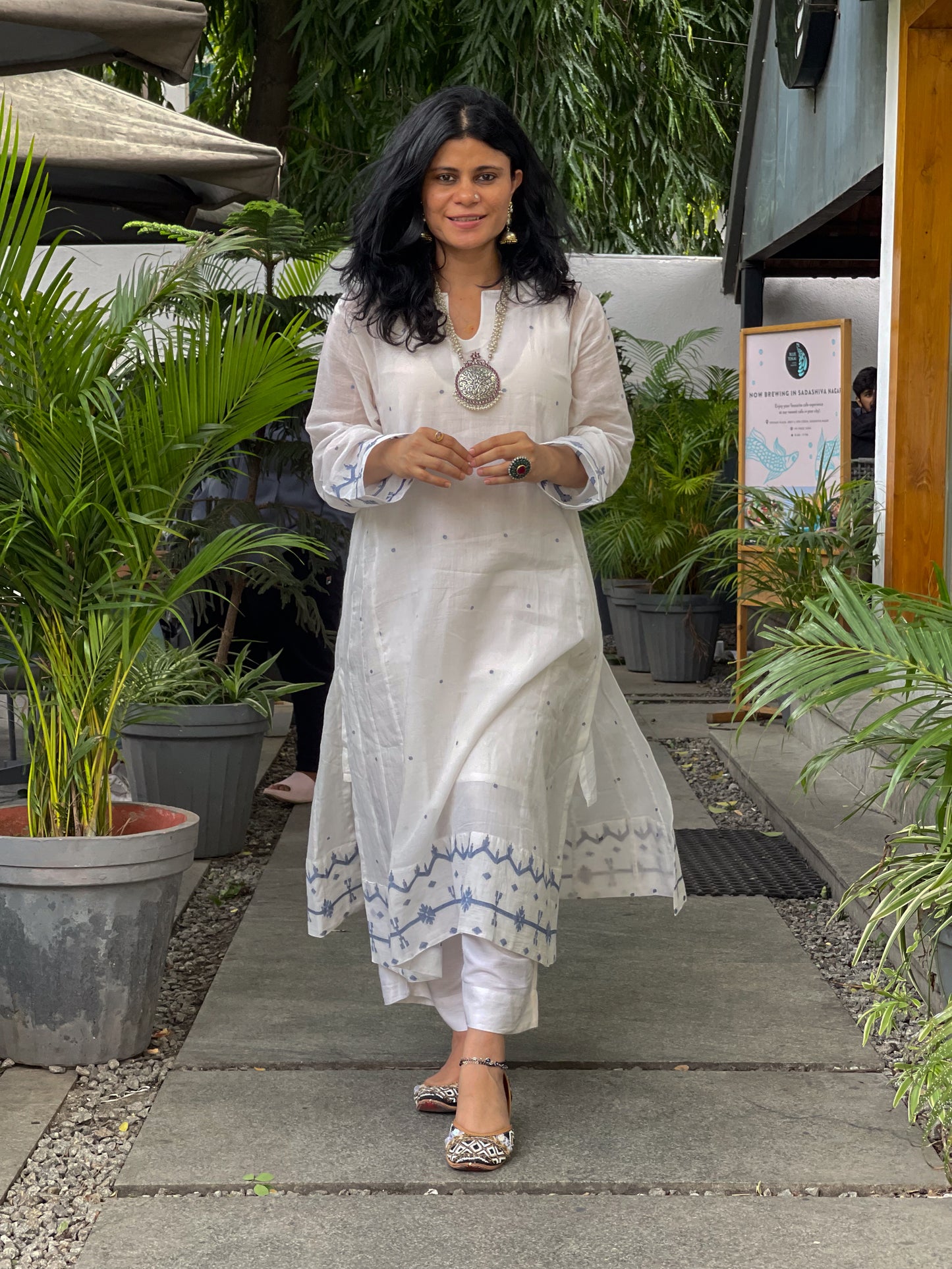 Handwoven Jamdani Muslin Kalidar Kurta