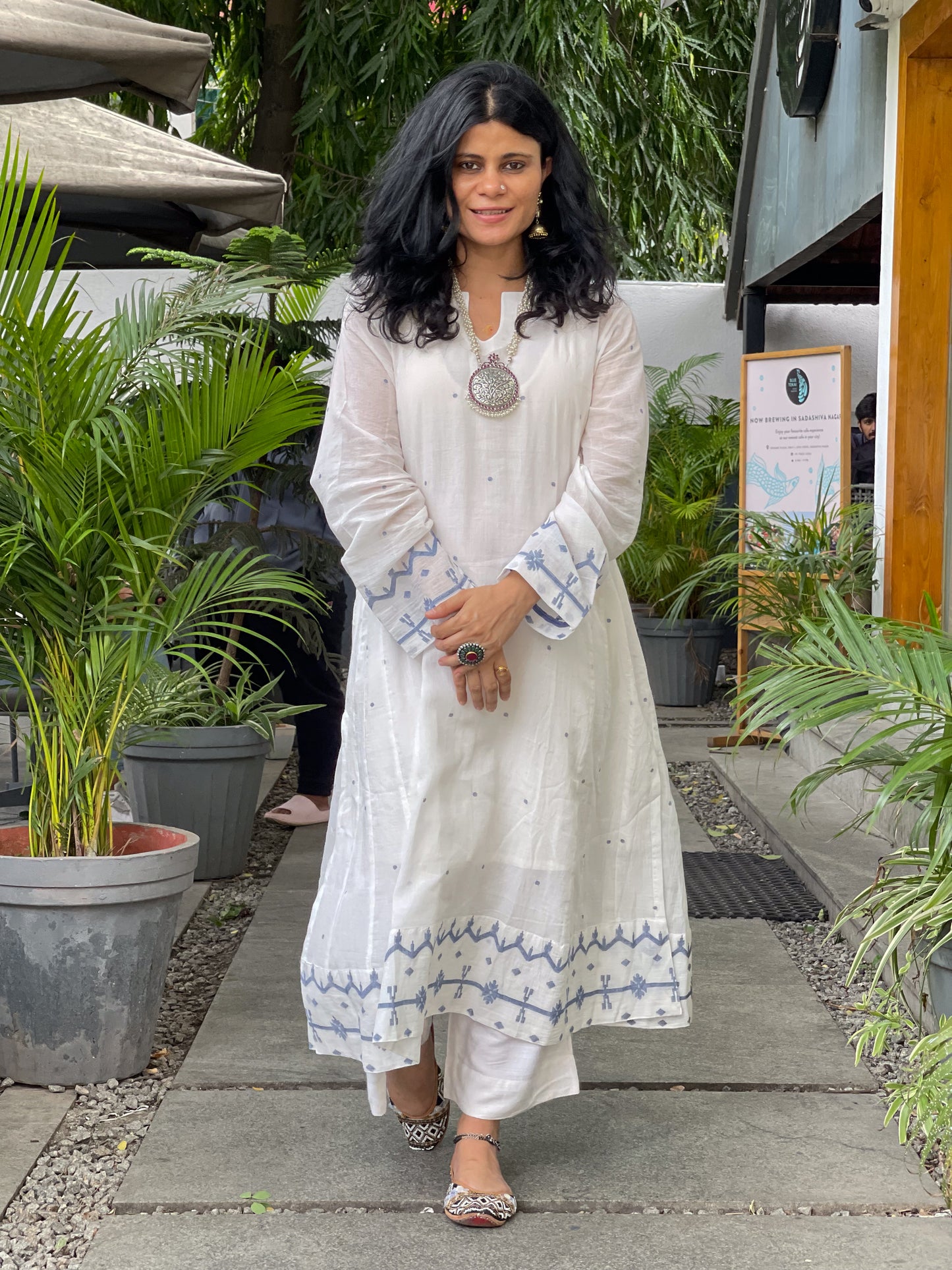 Handwoven Jamdani Muslin Kalidar Kurta