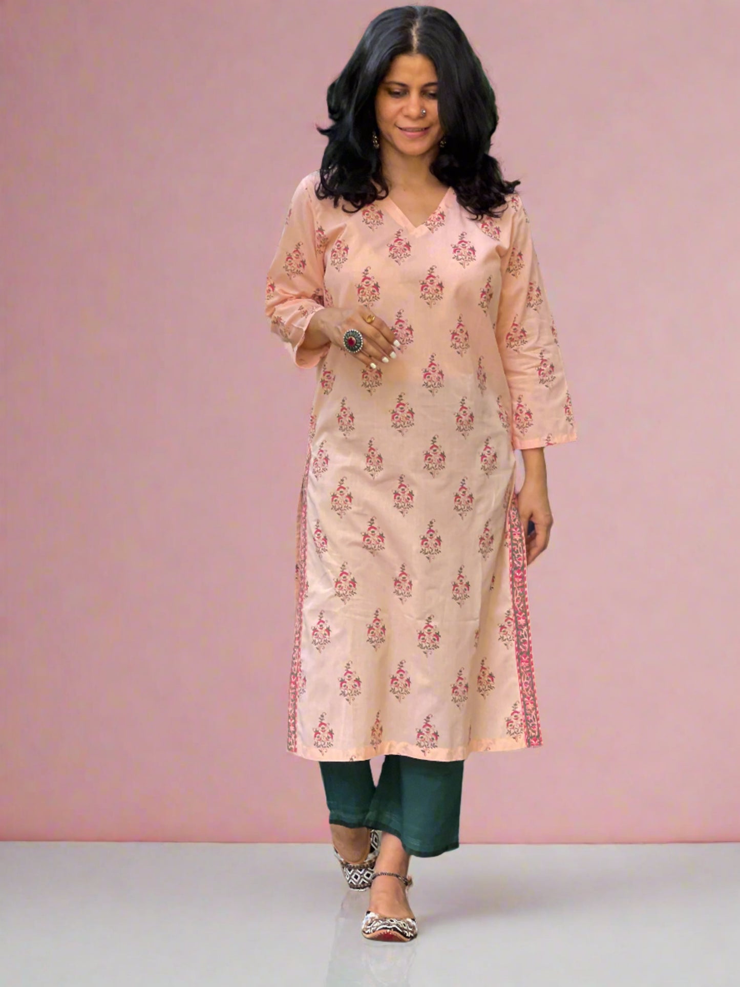 Handloom & handblock printed kurta