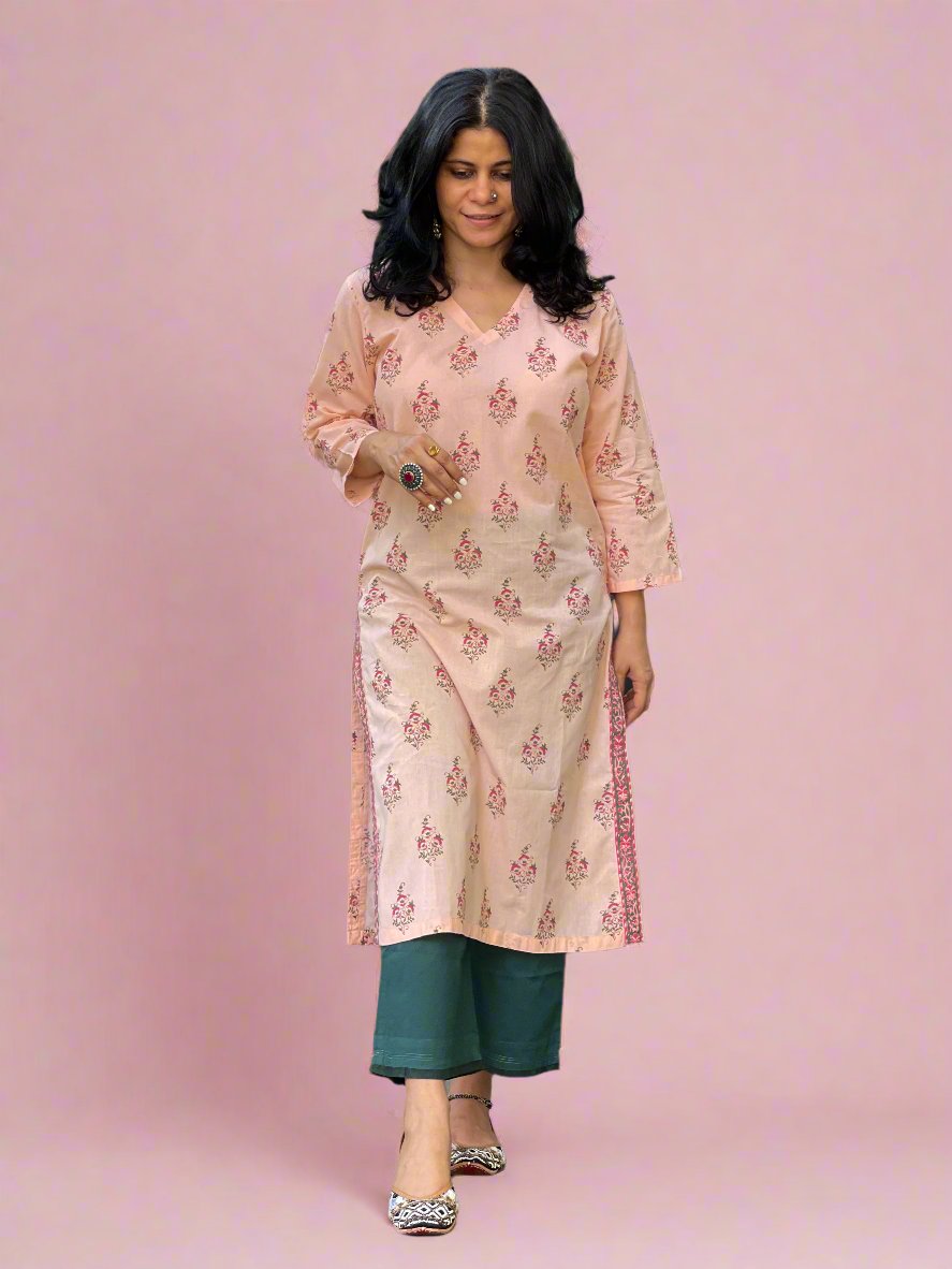 Handloom & handblock printed kurta