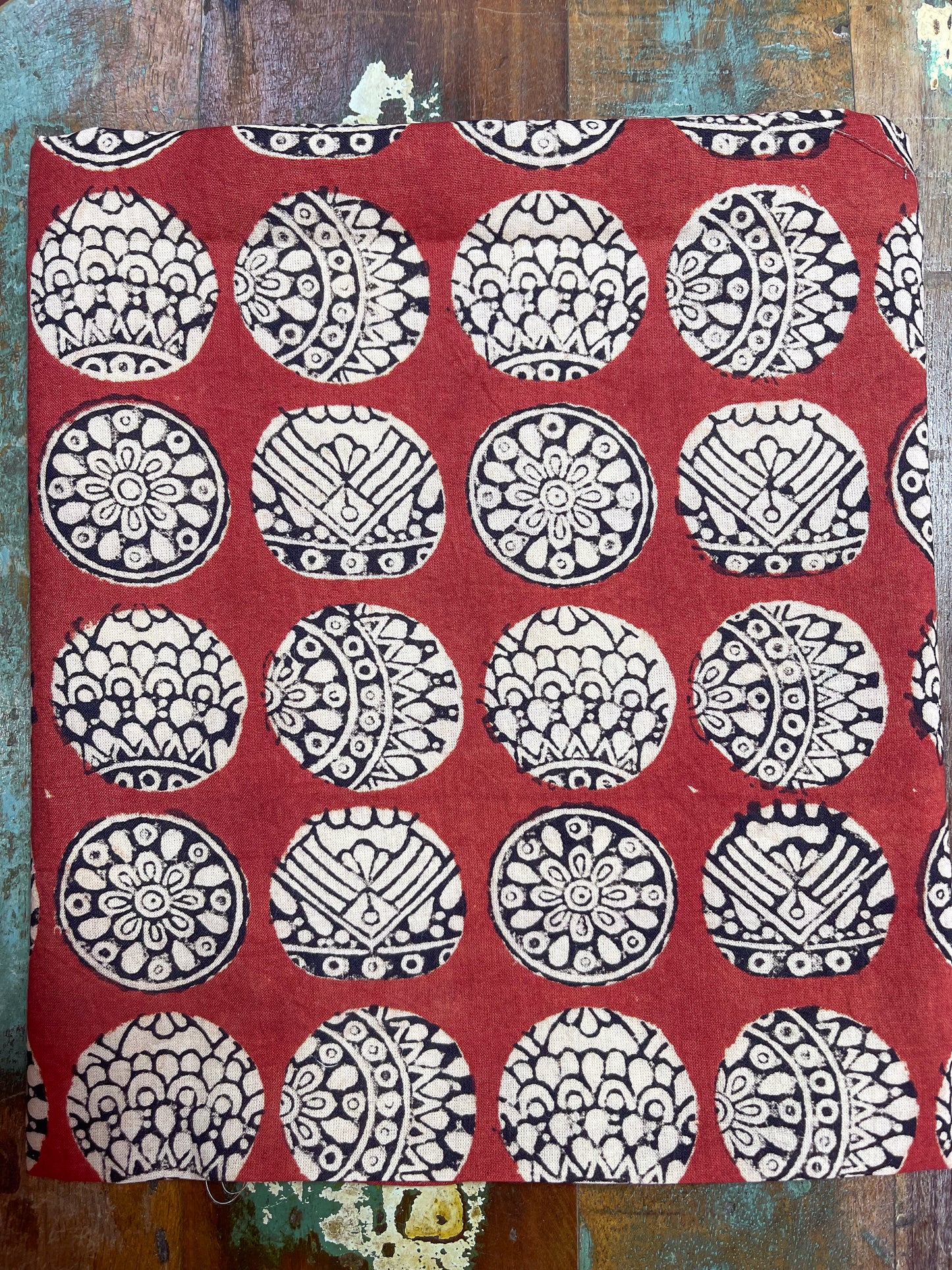 Handmade Natural Dyed Handblock Bagru / Dabu Printed Kota Doria Saree With Dabu Patch Border.