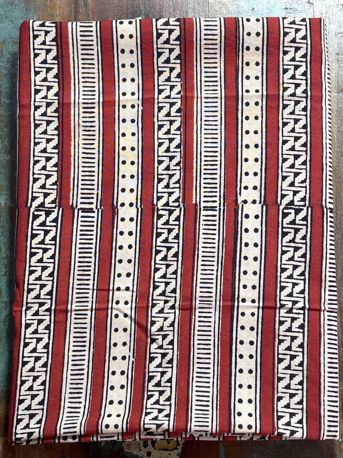 Handmade Natural Dyed Handblock Bagru / Dabu Printed Kota Doria Saree With Dabu Patch Border.