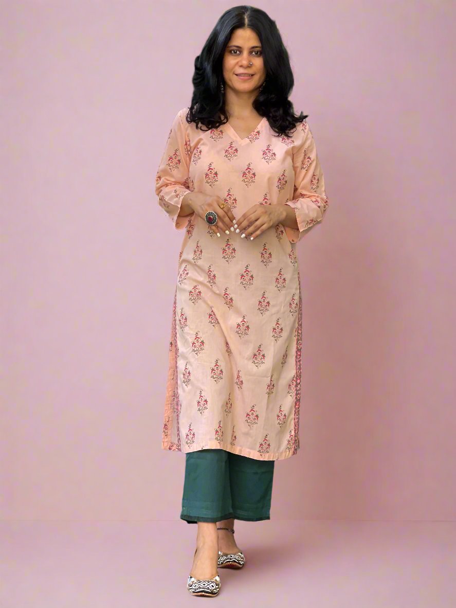 Handloom & handblock printed kurta