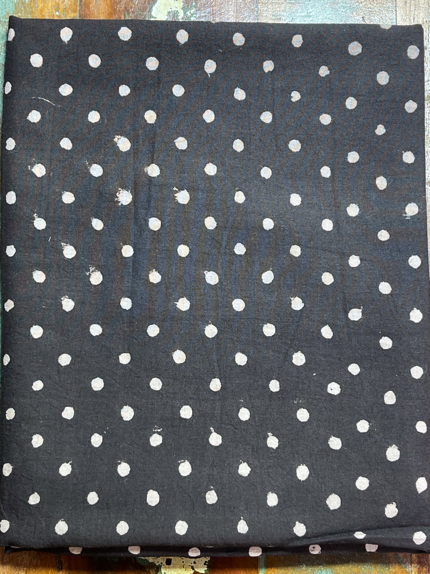 Handmade Natural Dyed Handblock Bagru / Dabu Printed Kota Doria Saree With Dabu Patch Border.