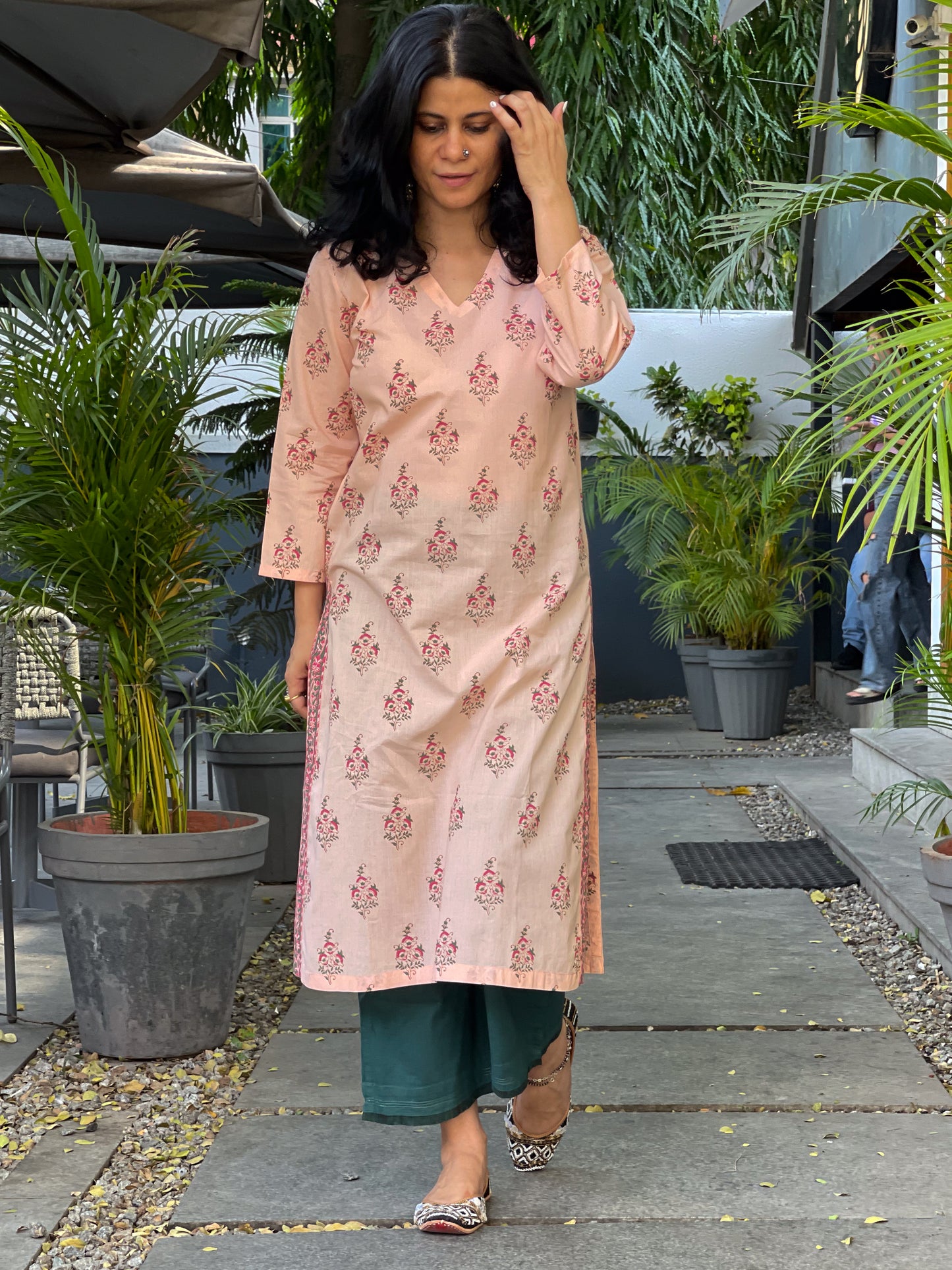 Handloom & handblock printed kurta
