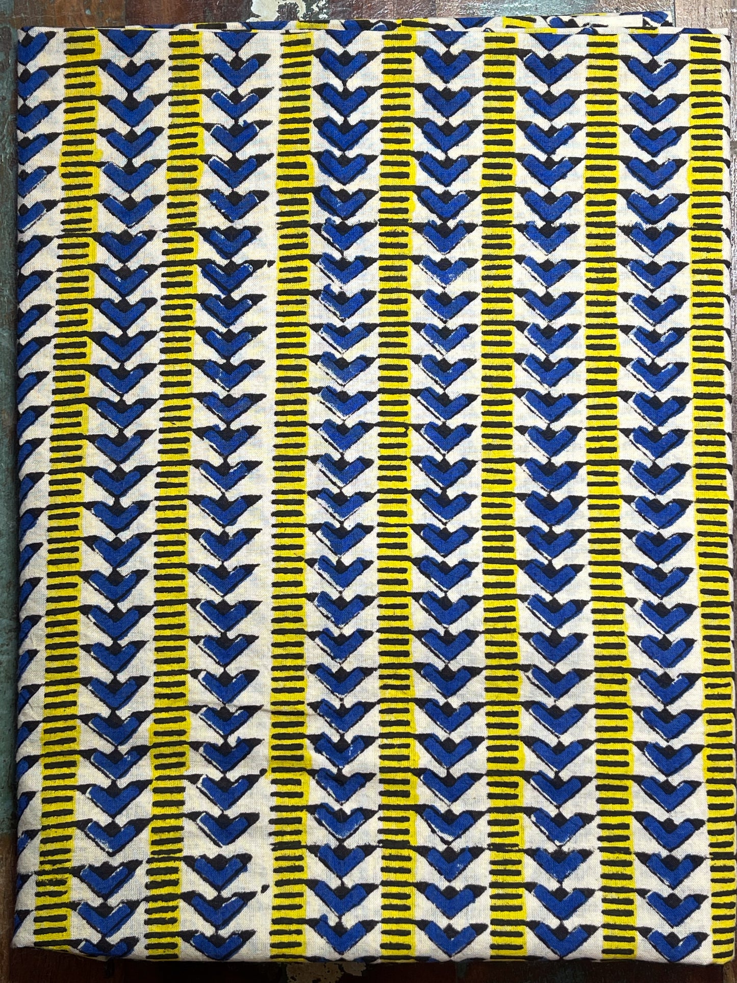 Handmade Natural Dyed Handblock Bagru / Dabu Printed Kota Doria Saree With Dabu Patch Border.