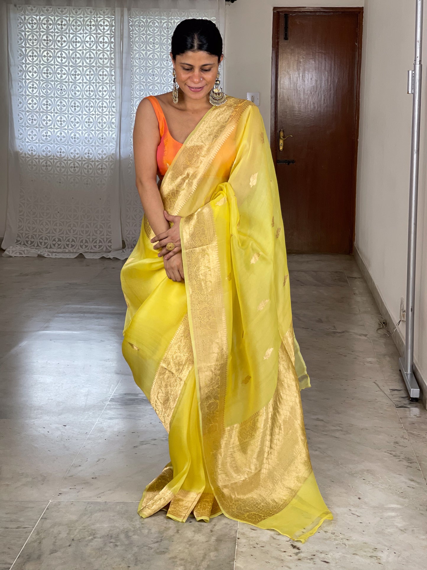 Handloom Kora Kadwa Banarasi Silk Saree