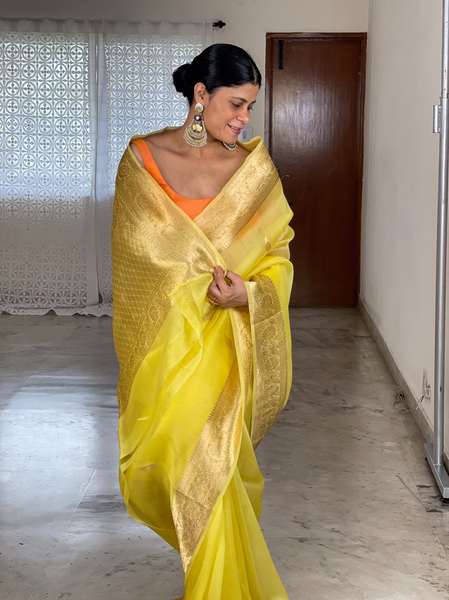 Handloom Kora Kadwa Banarasi Silk Saree