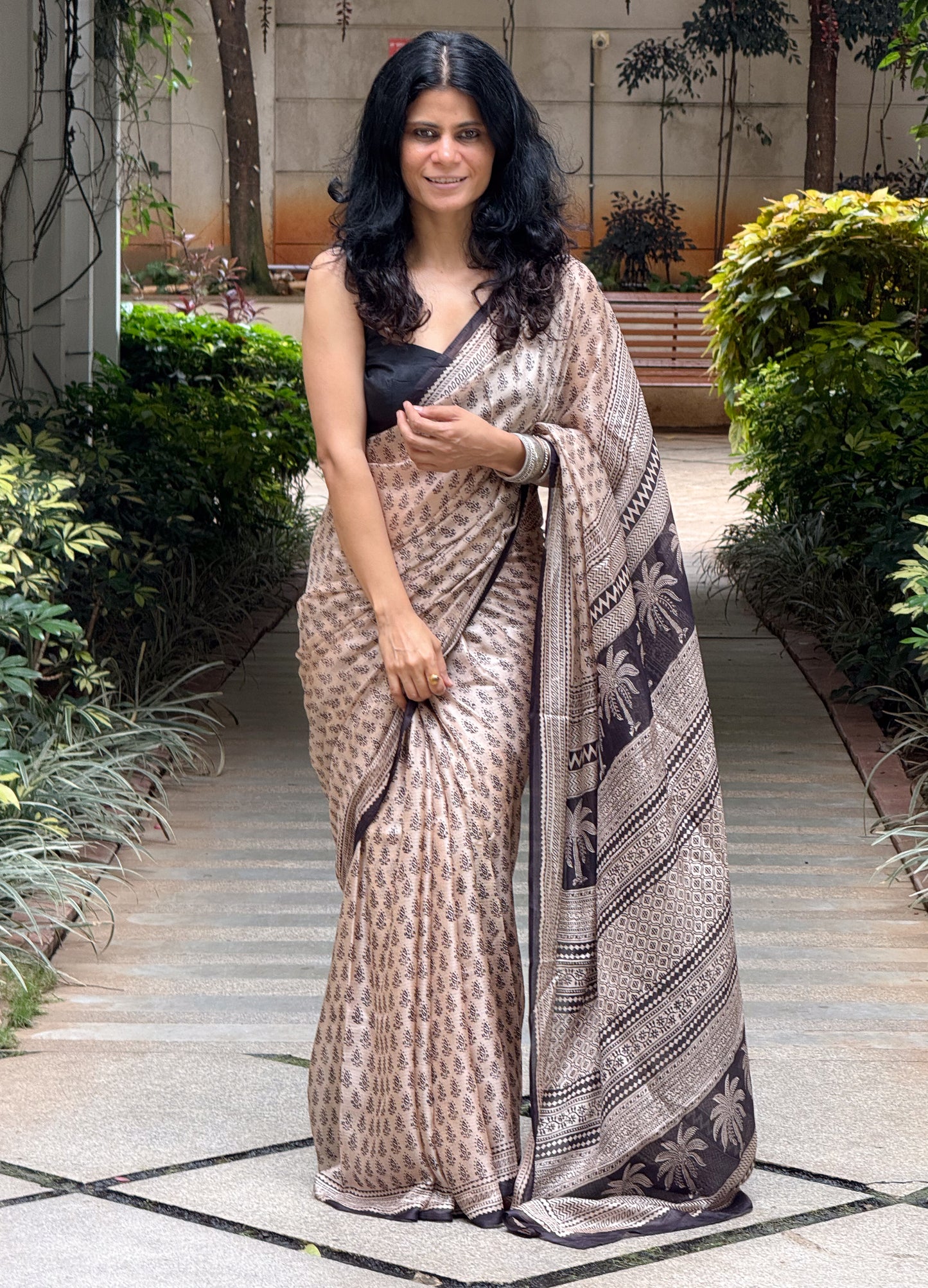 Handloom Kota Silk With Handblock Bagh Printed.