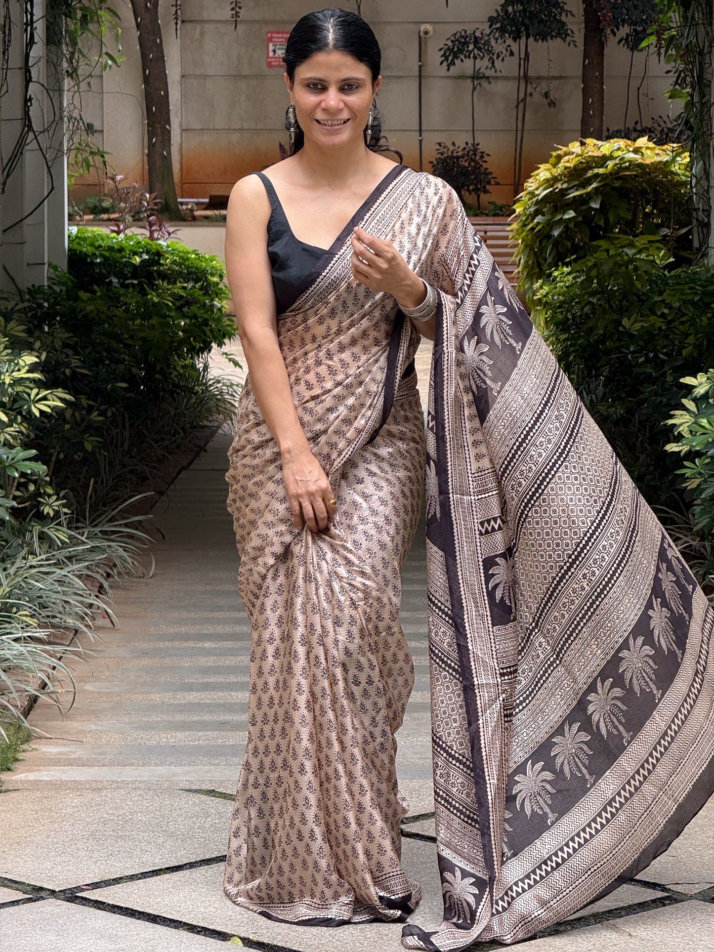 Handloom Kota Silk With Handblock Bagh Printed.