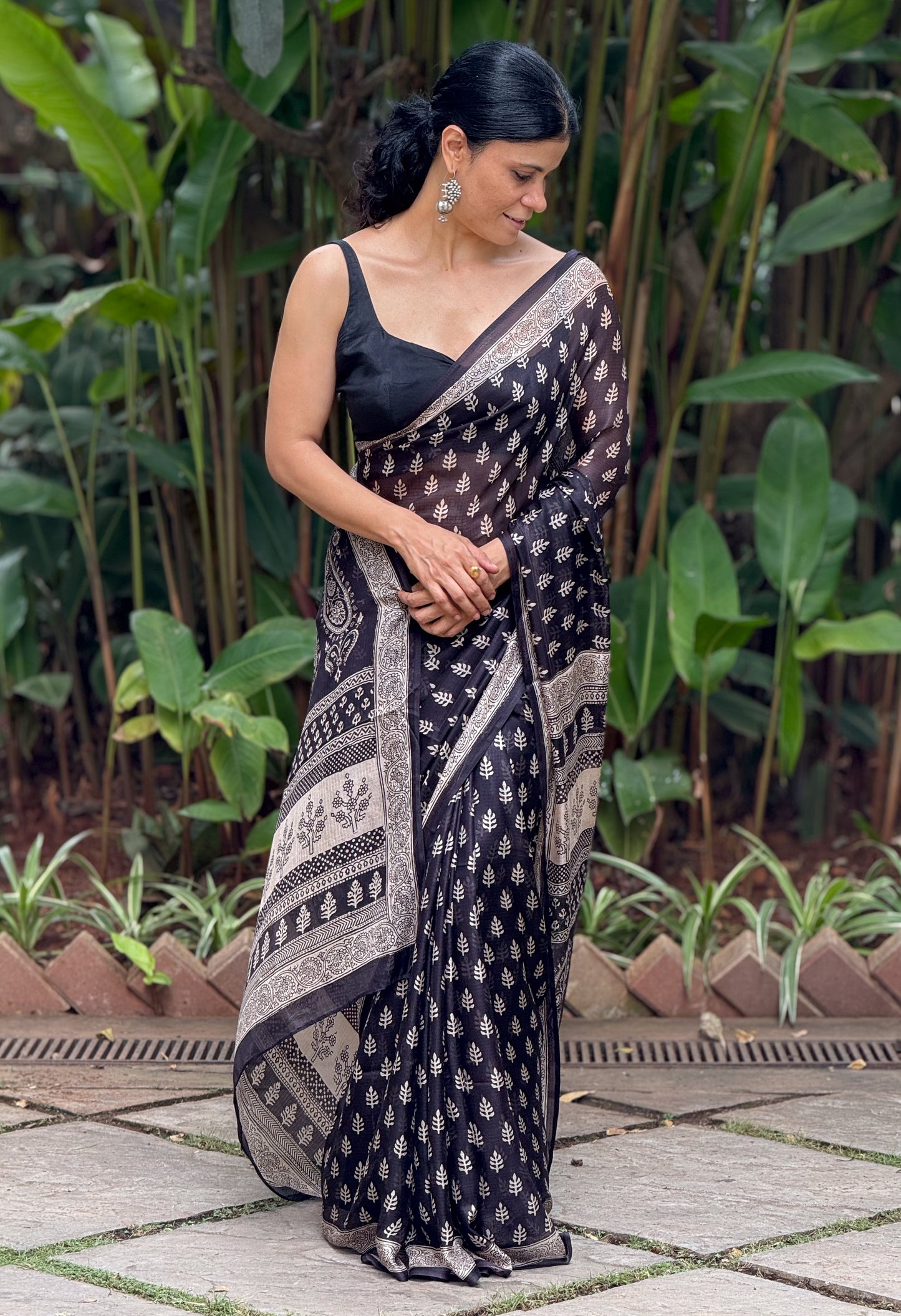 Handloom Kota Silk With Handblock Bagh Printed.