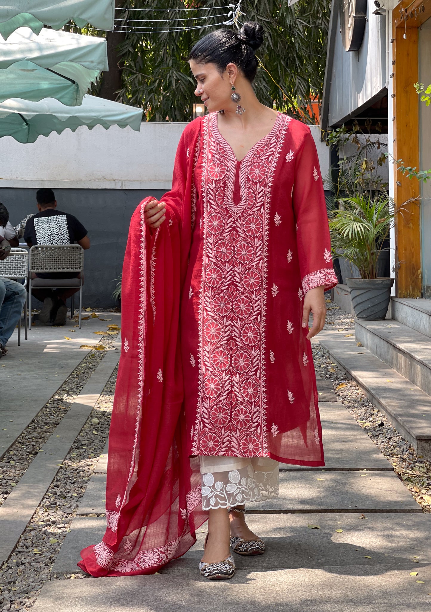 Hand Embroidered Chikankari Tussar silk Kurta