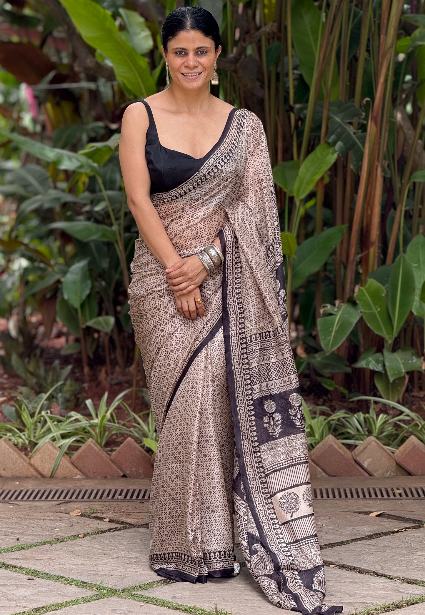 Handloom Kota Silk With Handblock Bagh Printed.