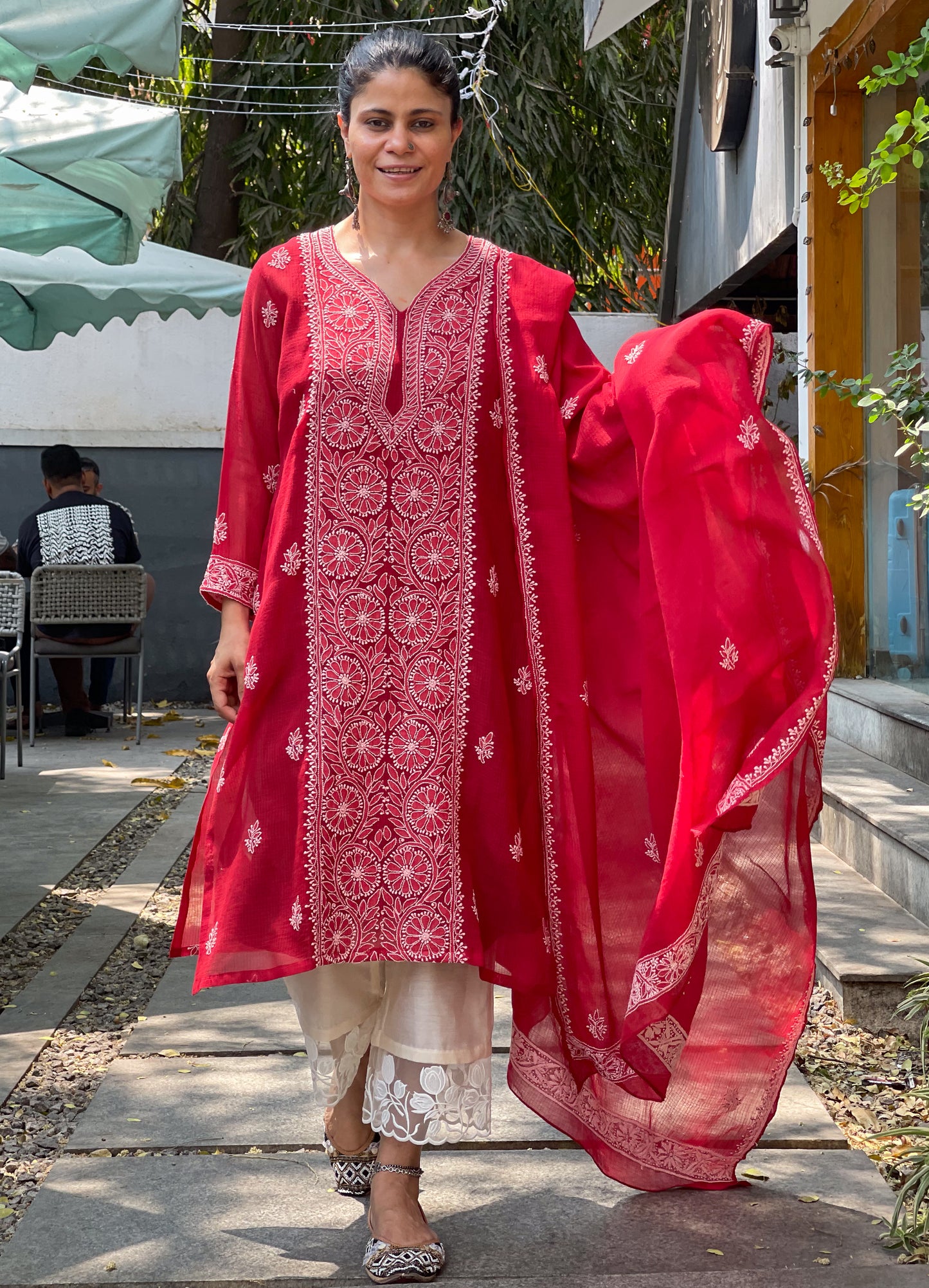 Hand Embroidered Chikankari Tussar silk Kurta