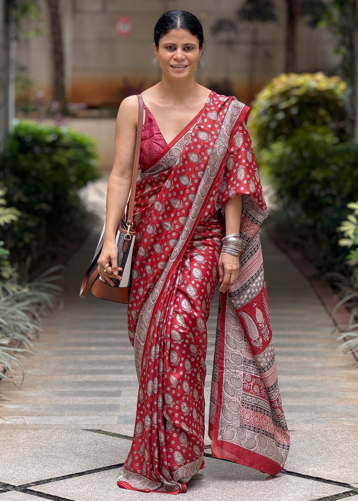 Handloom Kota Silk with Handblock Bagh Printed.