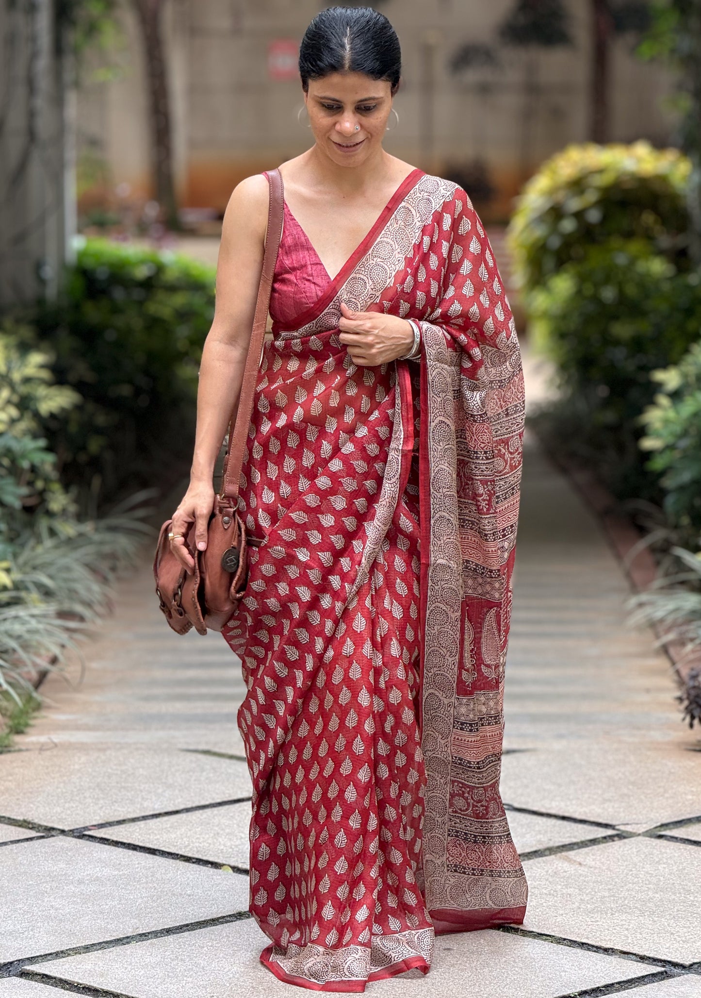 Handloom Kota Silk With Handblock Bagh Printed.