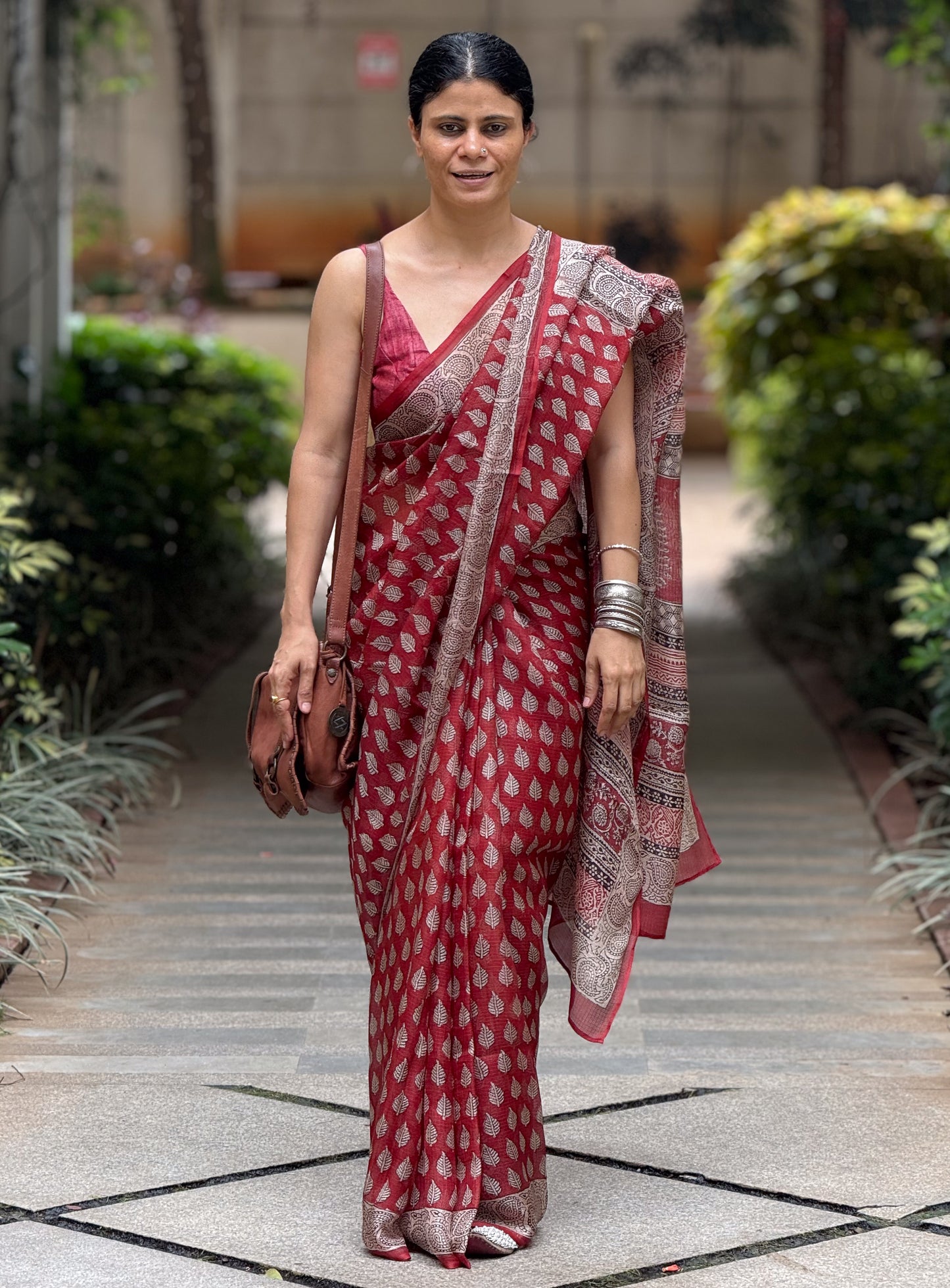 Handloom Kota Silk With Handblock Bagh Printed.