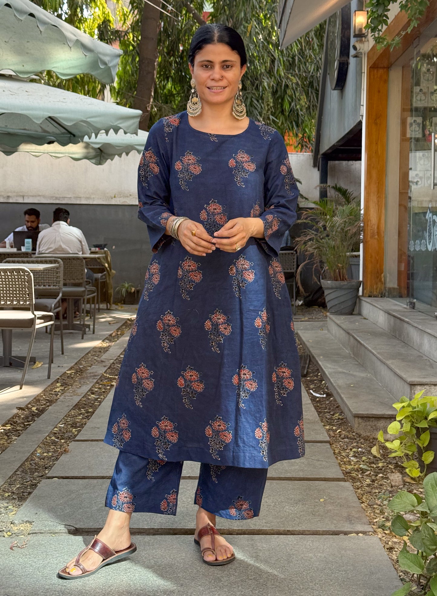 Cotton Handblock Printed Natural Dyed Ajrakh Pant