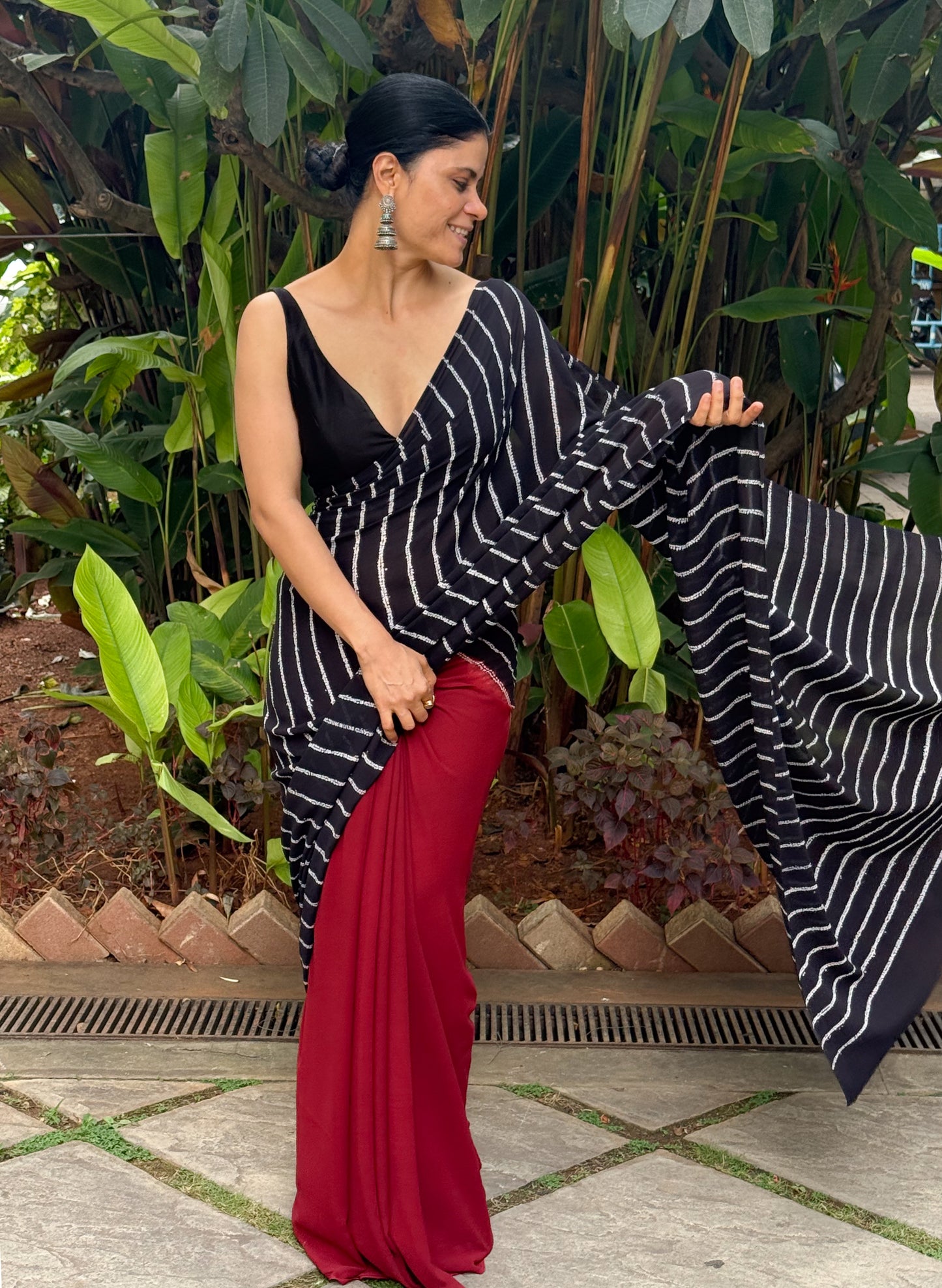 Handloom Georgette Silk Saree in Handmade Nui Shibori.