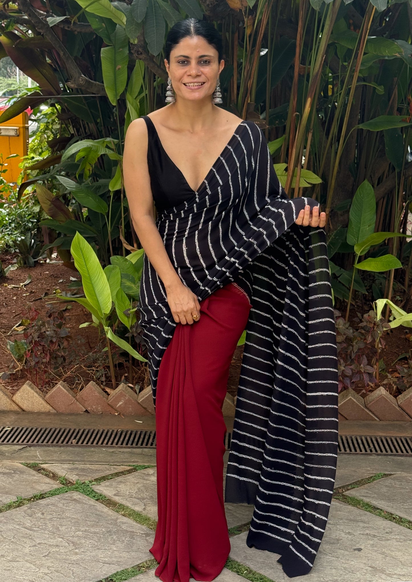 Handloom Georgette Silk Saree in Handmade Nui Shibori.
