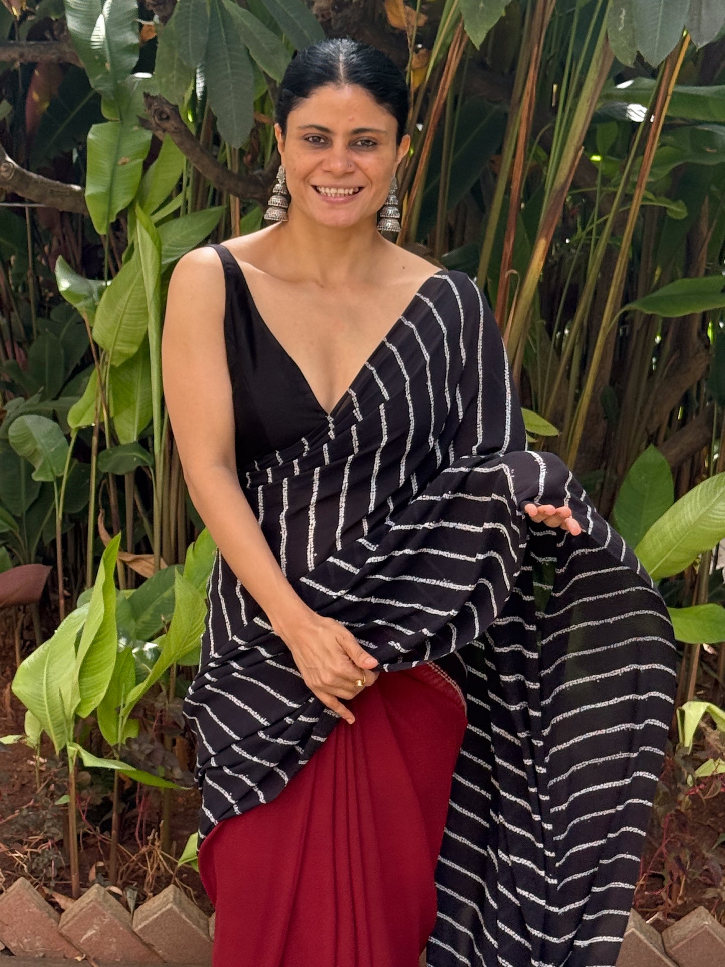 Handloom Georgette Silk Saree in Handmade Nui Shibori.
