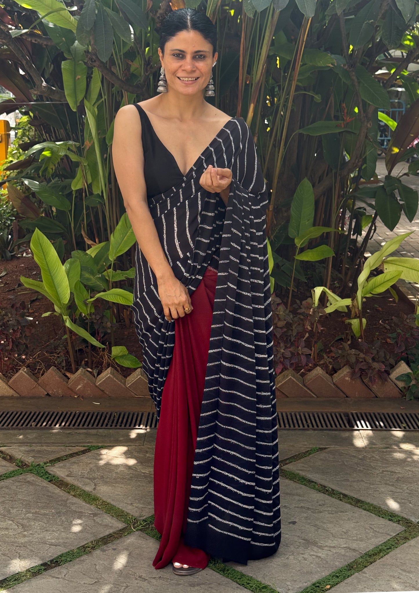 Handloom Georgette Silk Saree in Handmade Nui Shibori.