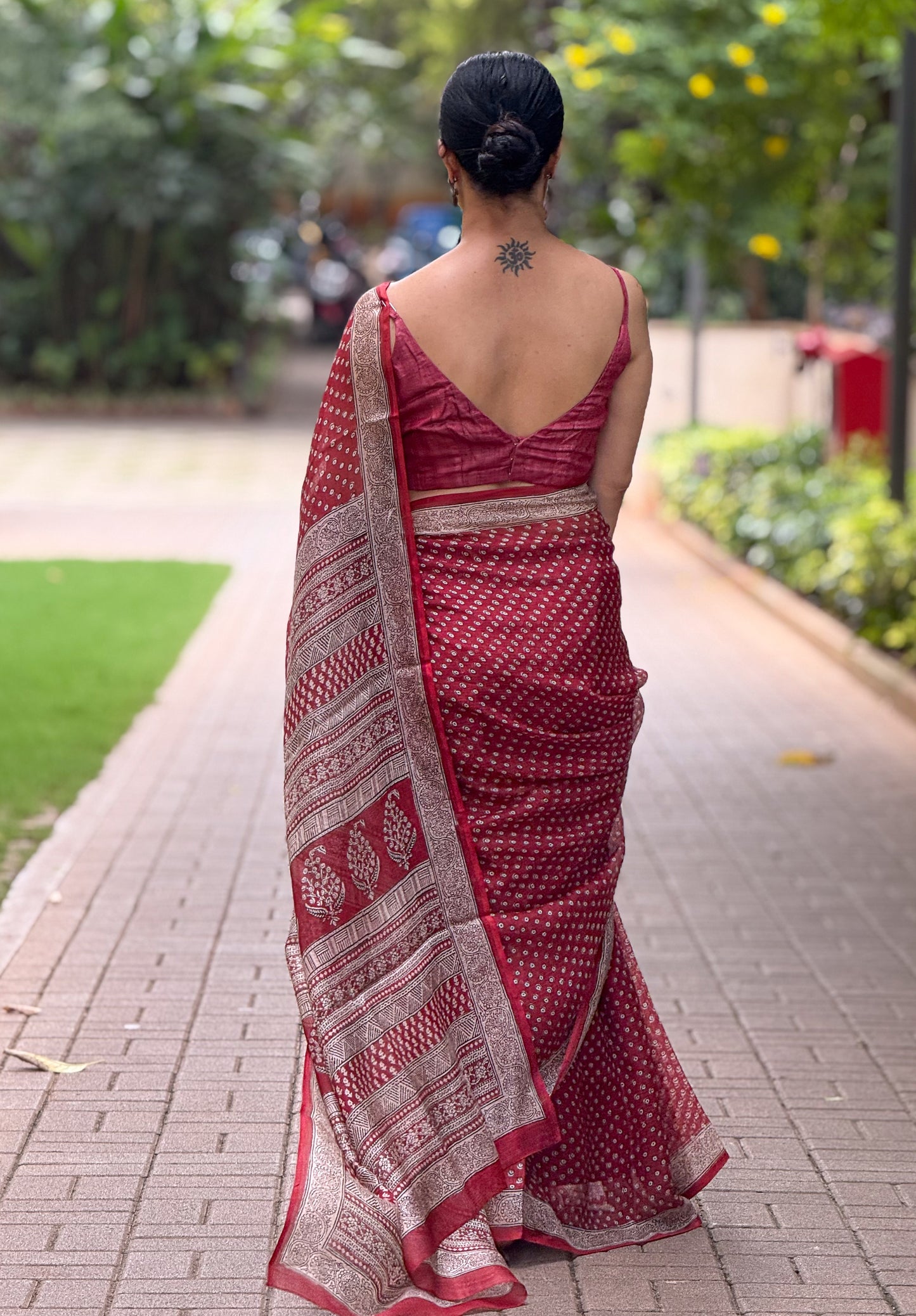 Handloom Kota Silk With Handblock Bagh Printed.