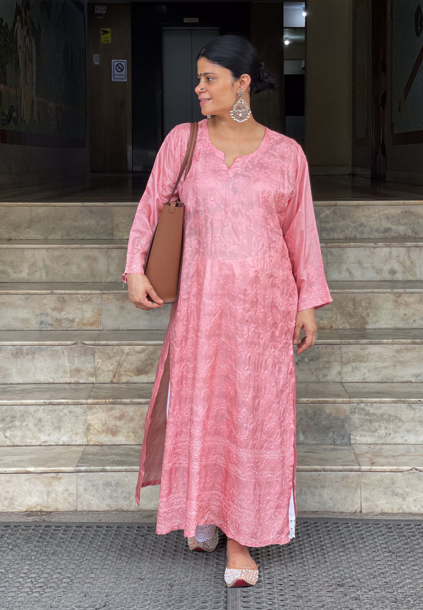 Hand Embroidered Chikankari Tussar silk Kurta