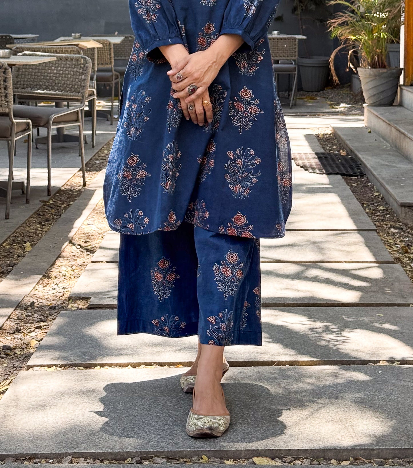 Cotton Handblock Printed Natural Dyed Ajrakh Pant